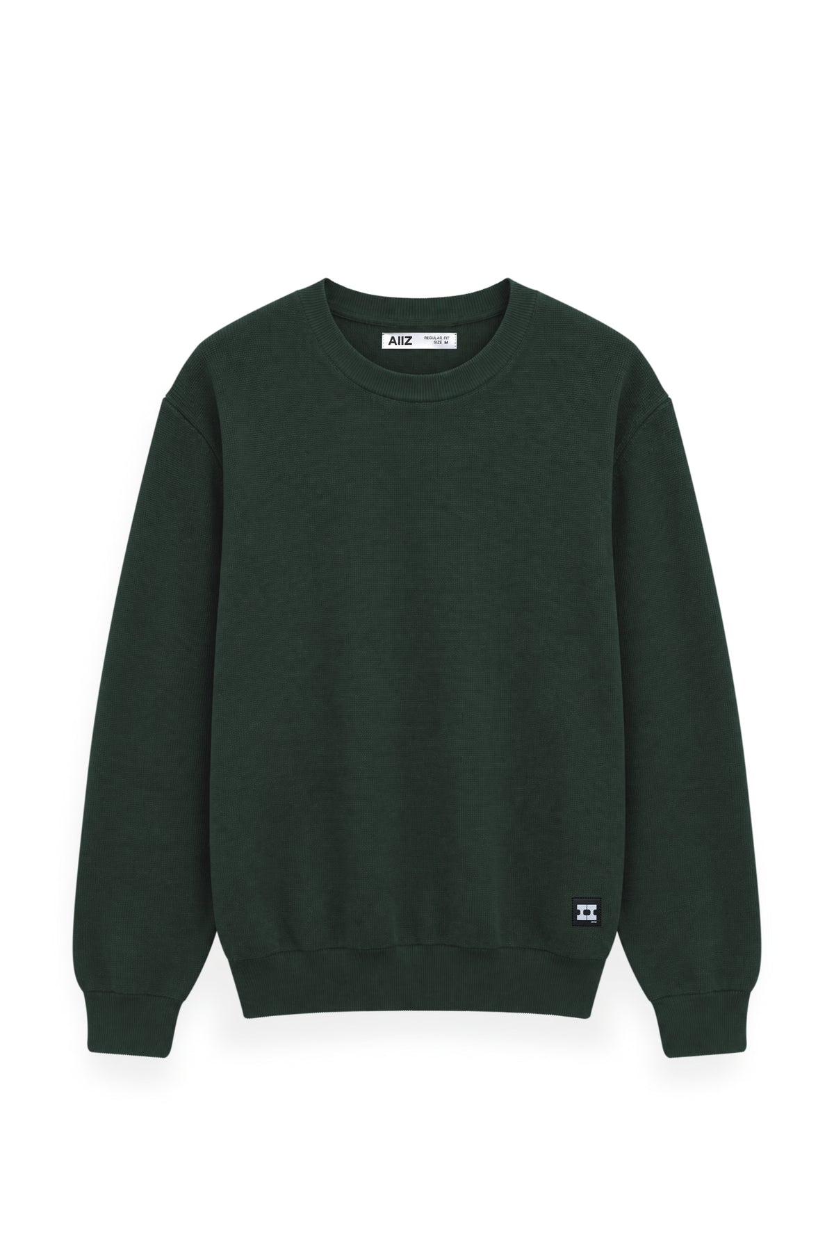 Men's Surreal Academia Rib Knit Crew Neck Sweater (Dark Green / S)