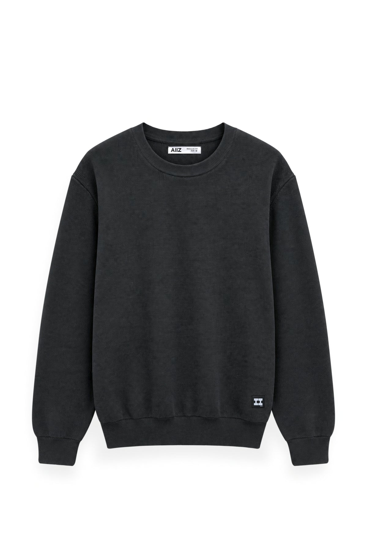 Men's Surreal Academia Rib Knit Crew Neck Sweater (Dark Grey / S)