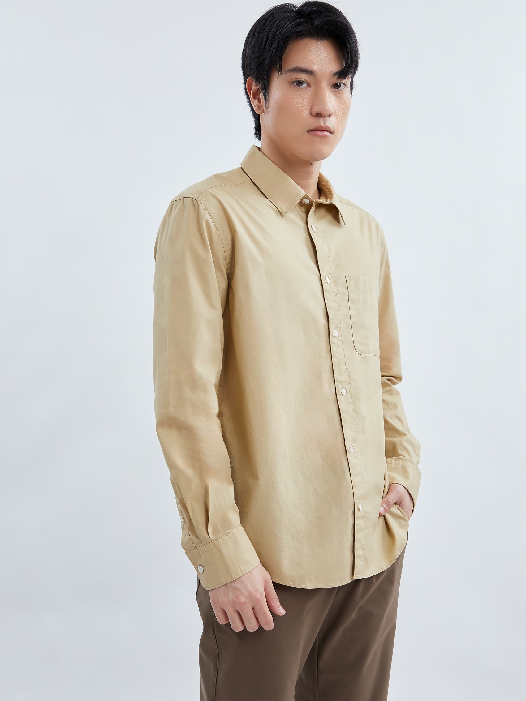 Men's Natural Cotton Long Sleeve Shirt