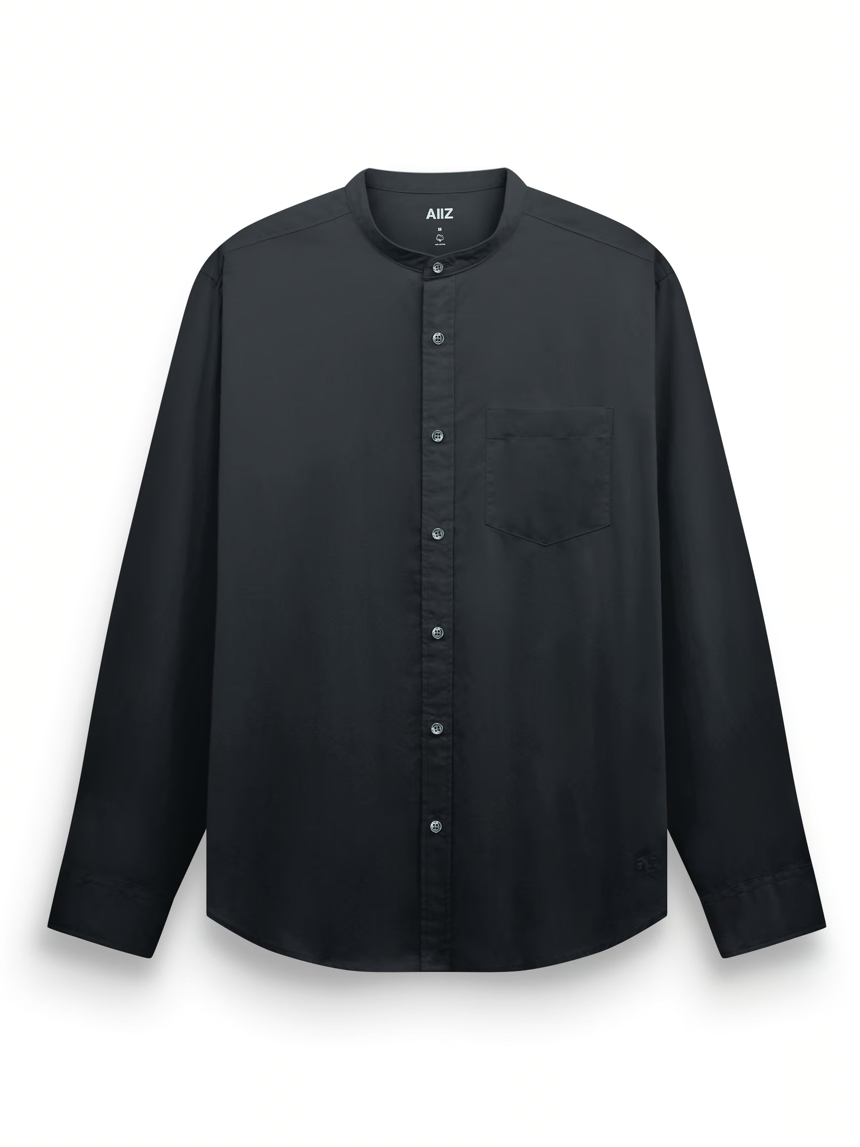 Men’s Mandarin Collar Long Sleeve Poplin Shirt
