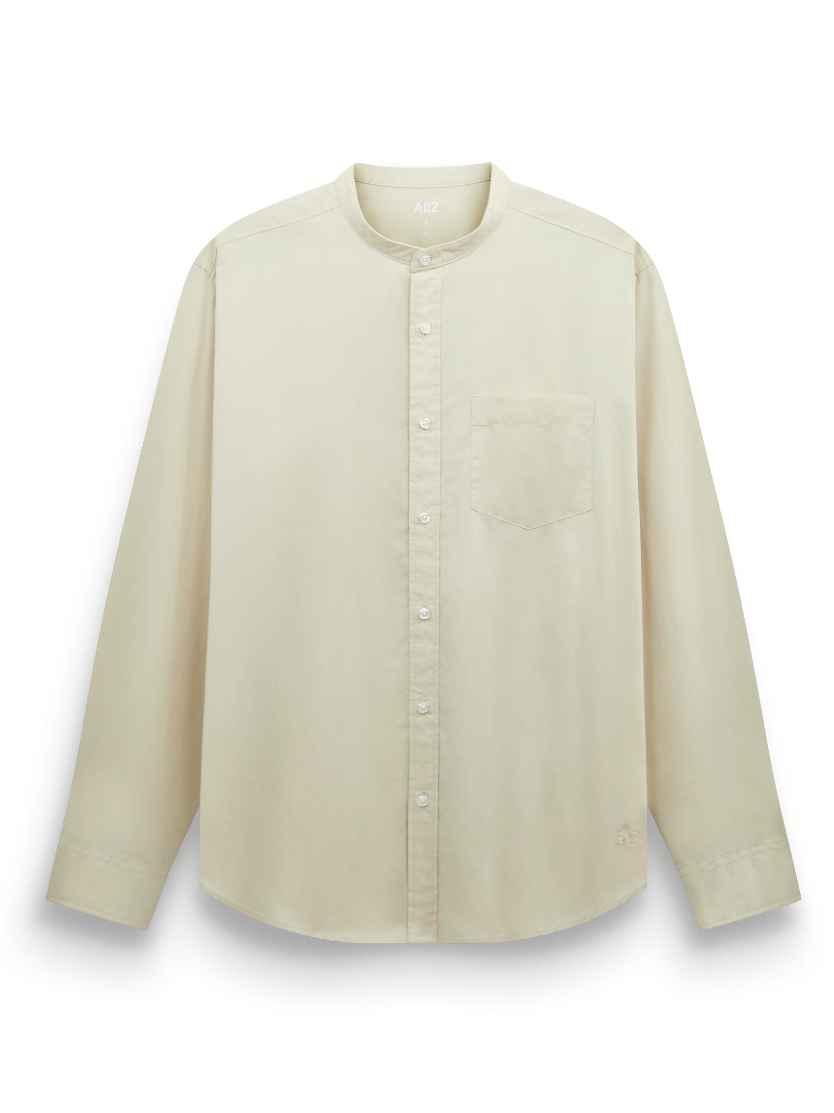 Men’s Mandarin Collar Long Sleeve Poplin Shirt