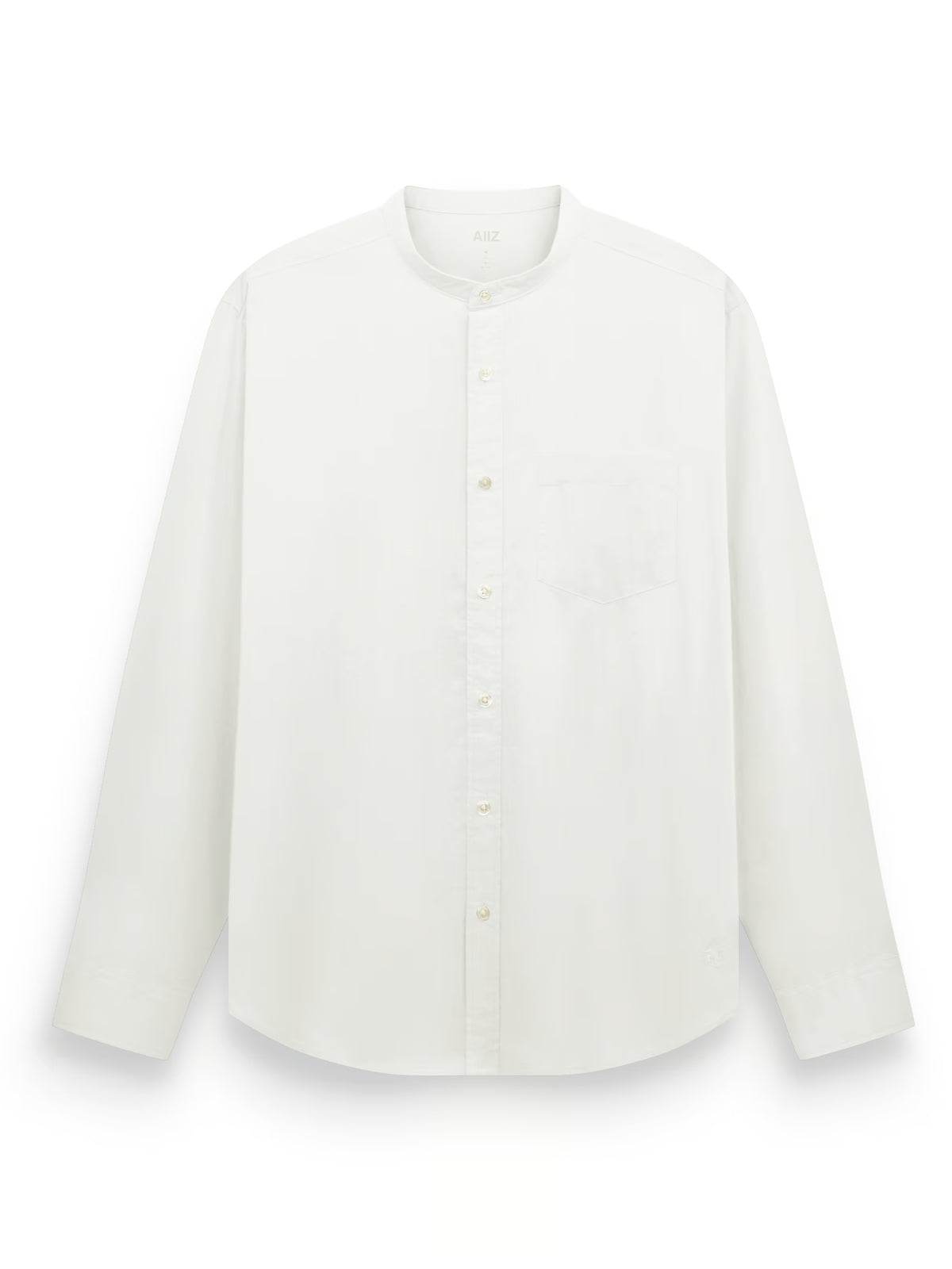 Men’s Mandarin Collar Long Sleeve Poplin Shirt (OFF WHITE / S)