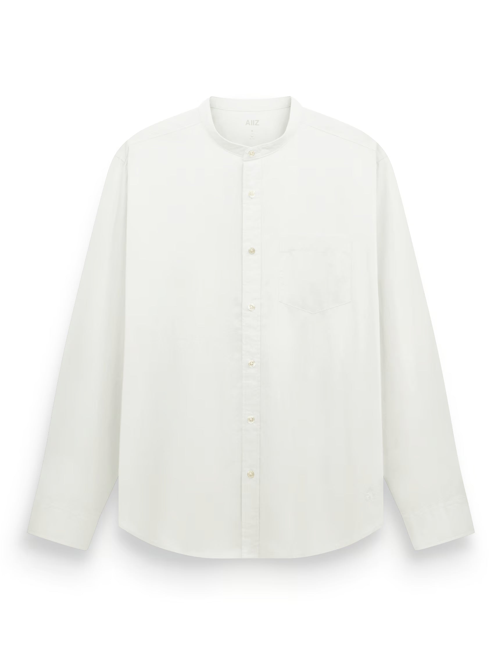 Men’s Mandarin Collar Long Sleeve Poplin Shirt (OFF WHITE / S)