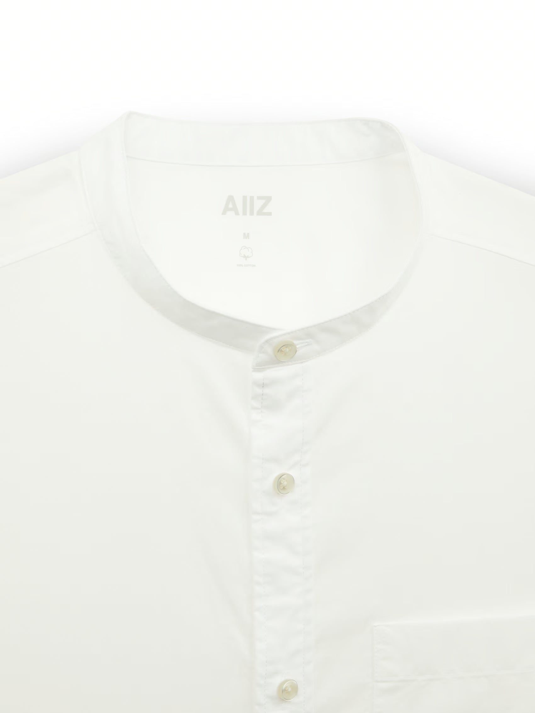 Men’s Mandarin Collar Long Sleeve Poplin Shirt