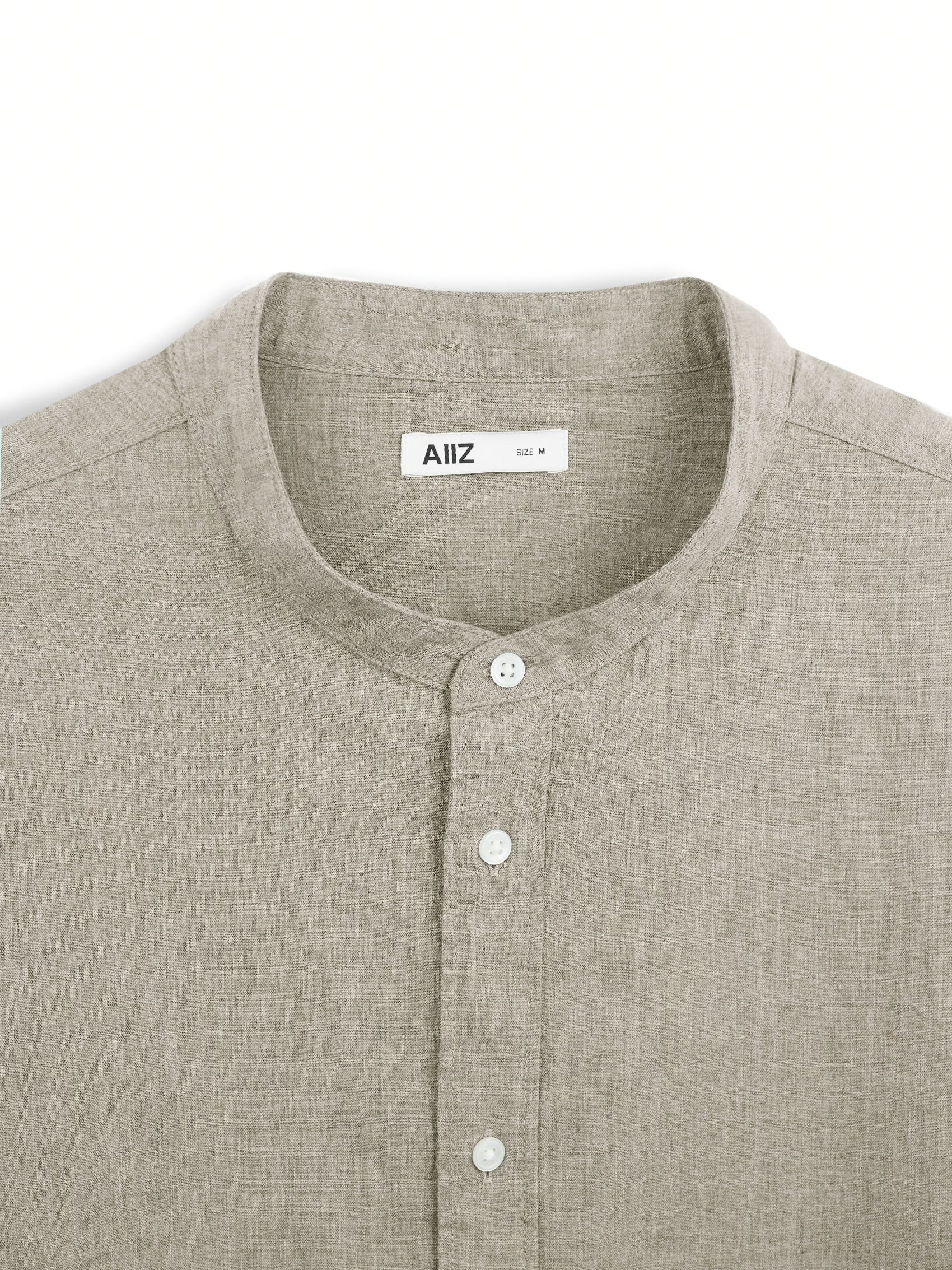 AIIZ Men’s Mandarin Collar Long Sleeve Poplin Shirt