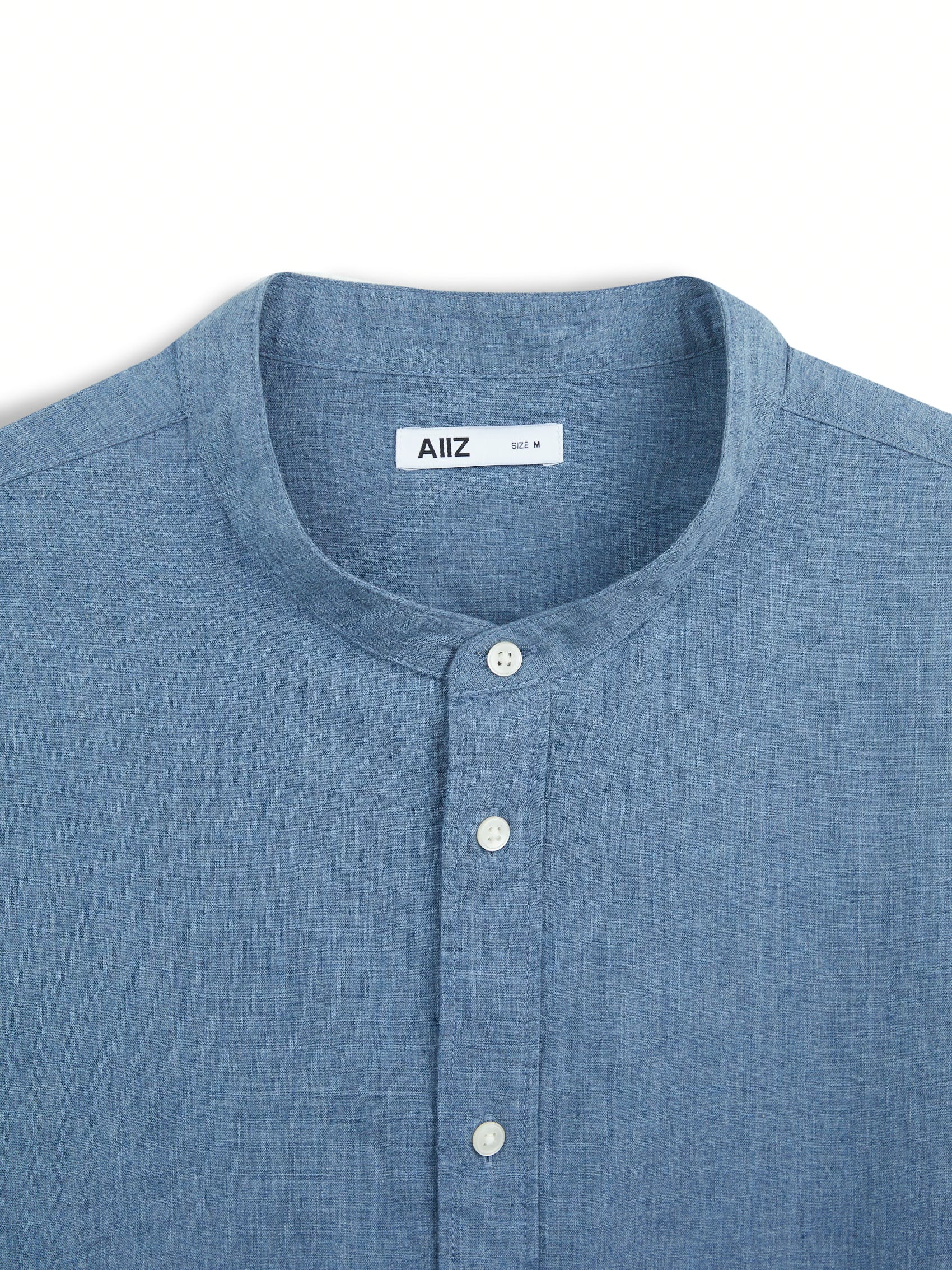 AIIZ Men’s Mandarin Collar Long Sleeve Poplin Shirt
