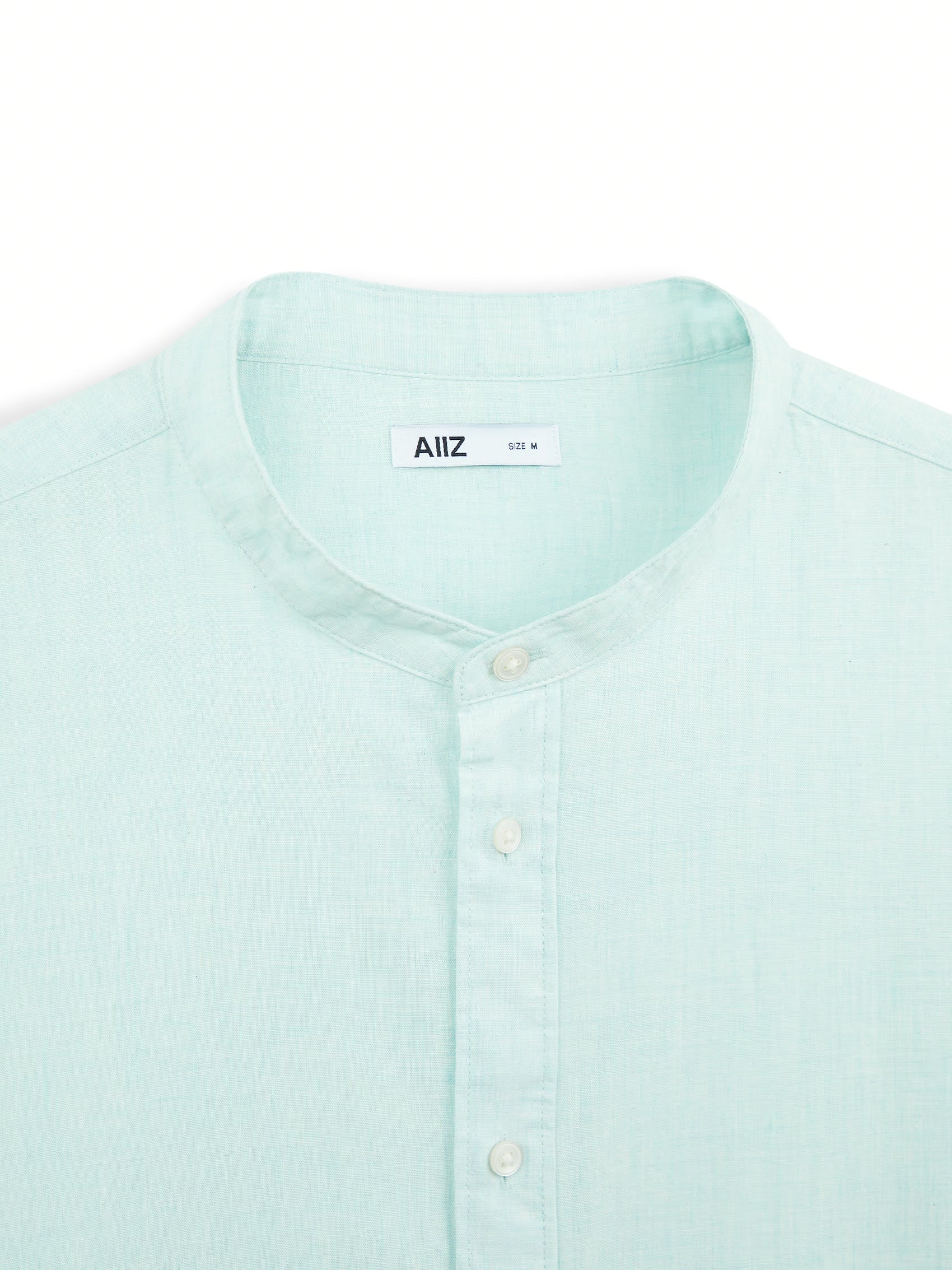 AIIZ Men’s Mandarin Collar Long Sleeve Poplin Shirt