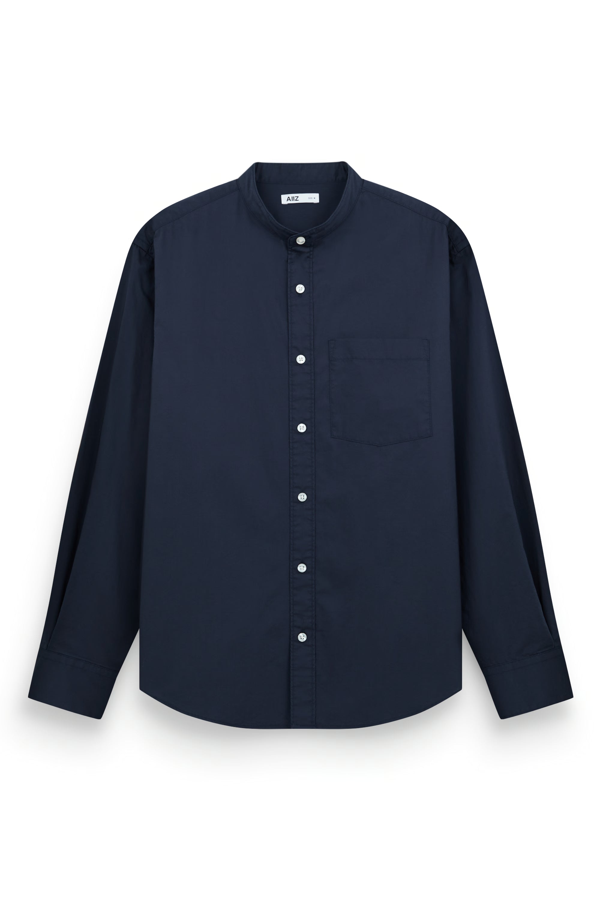 AIIZ Men’s Mandarin Collar Long Sleeve Poplin Shirt