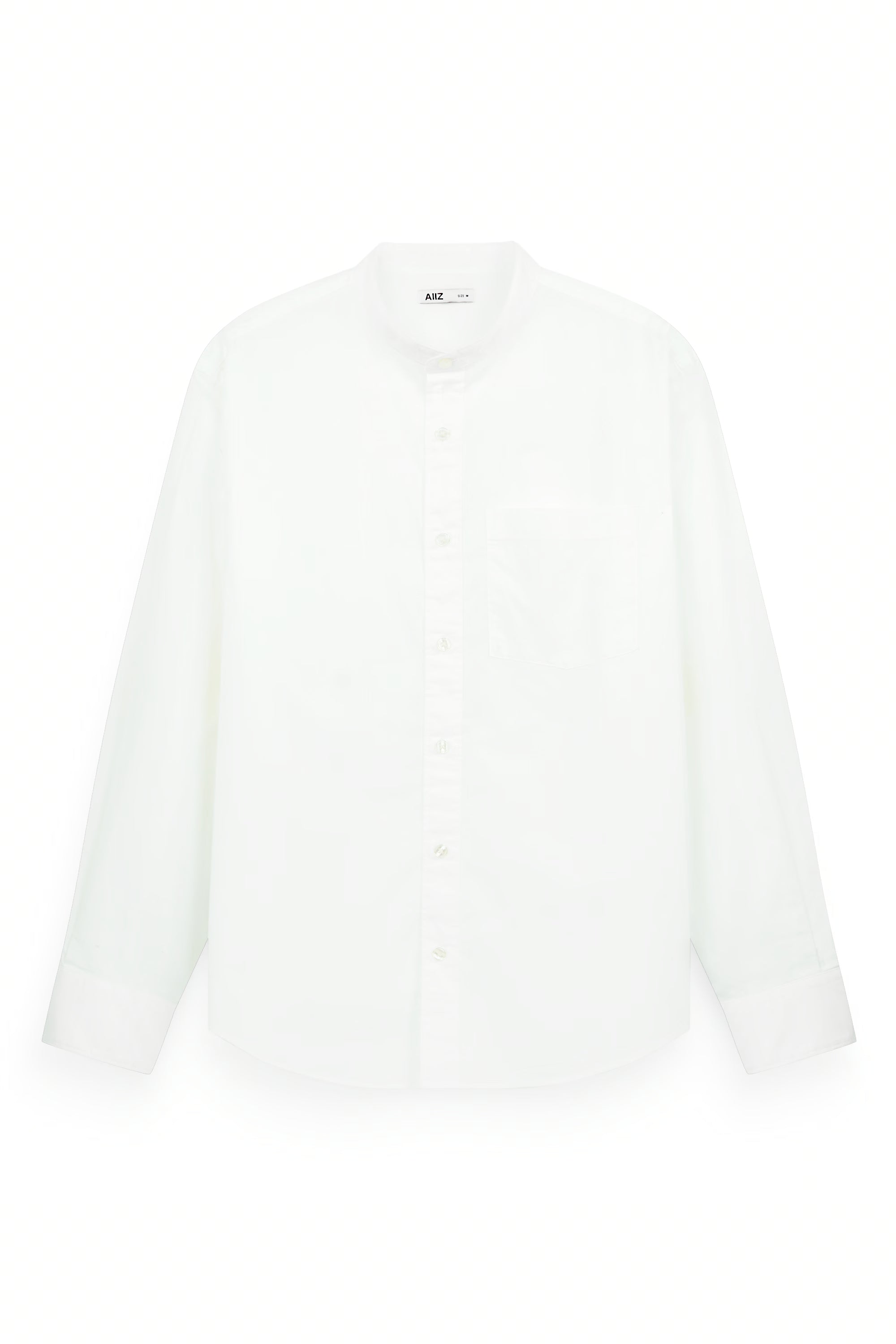 AIIZ Men’s Mandarin Collar Long Sleeve Poplin Shirt