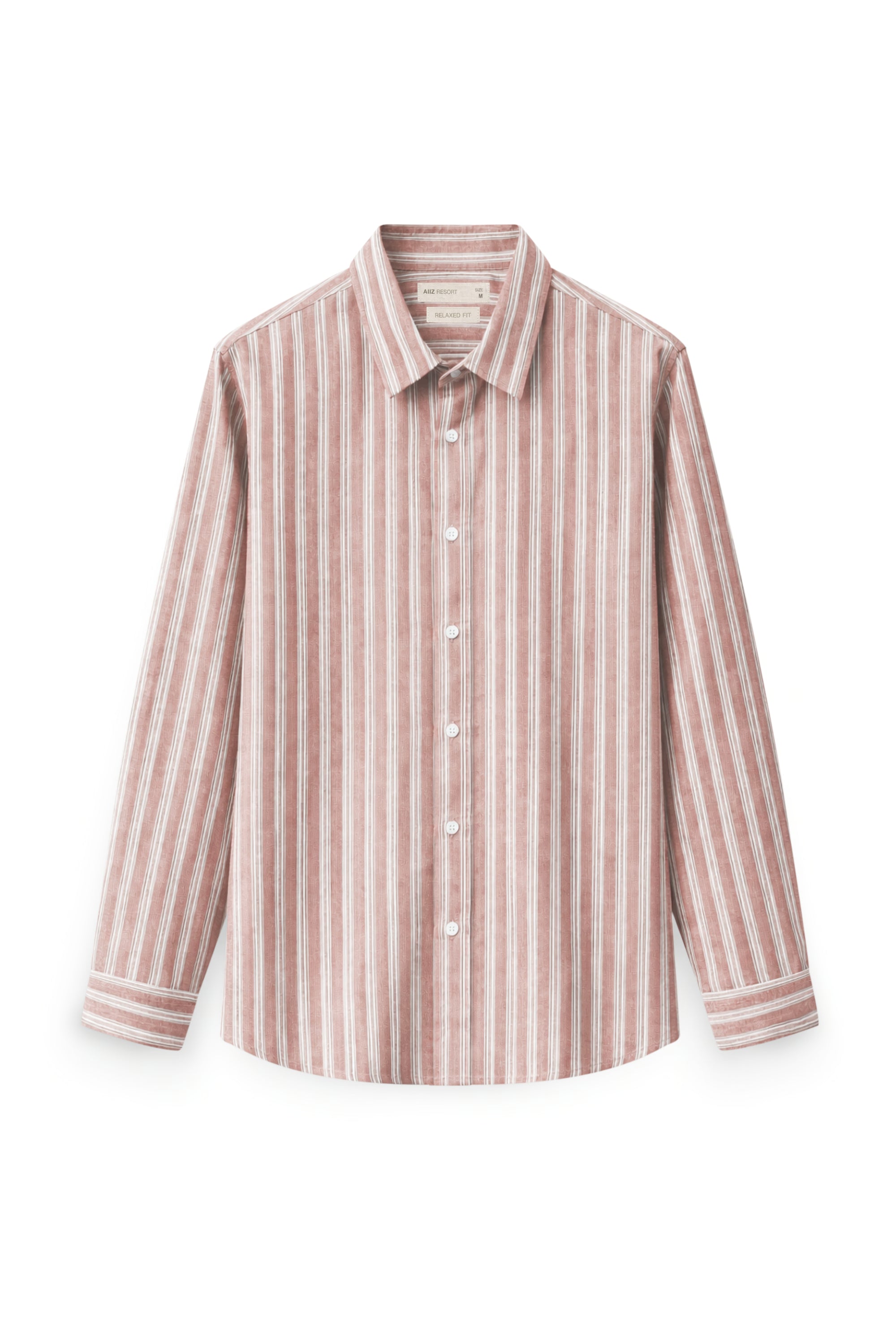 AIIZ Men’s Striped Long Sleeve Shirt (Beige / S)