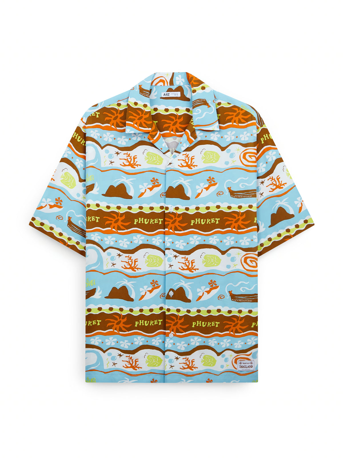 AIIZ Sawasdee Thailand Printed Oversized Shirt (Blue / XS)