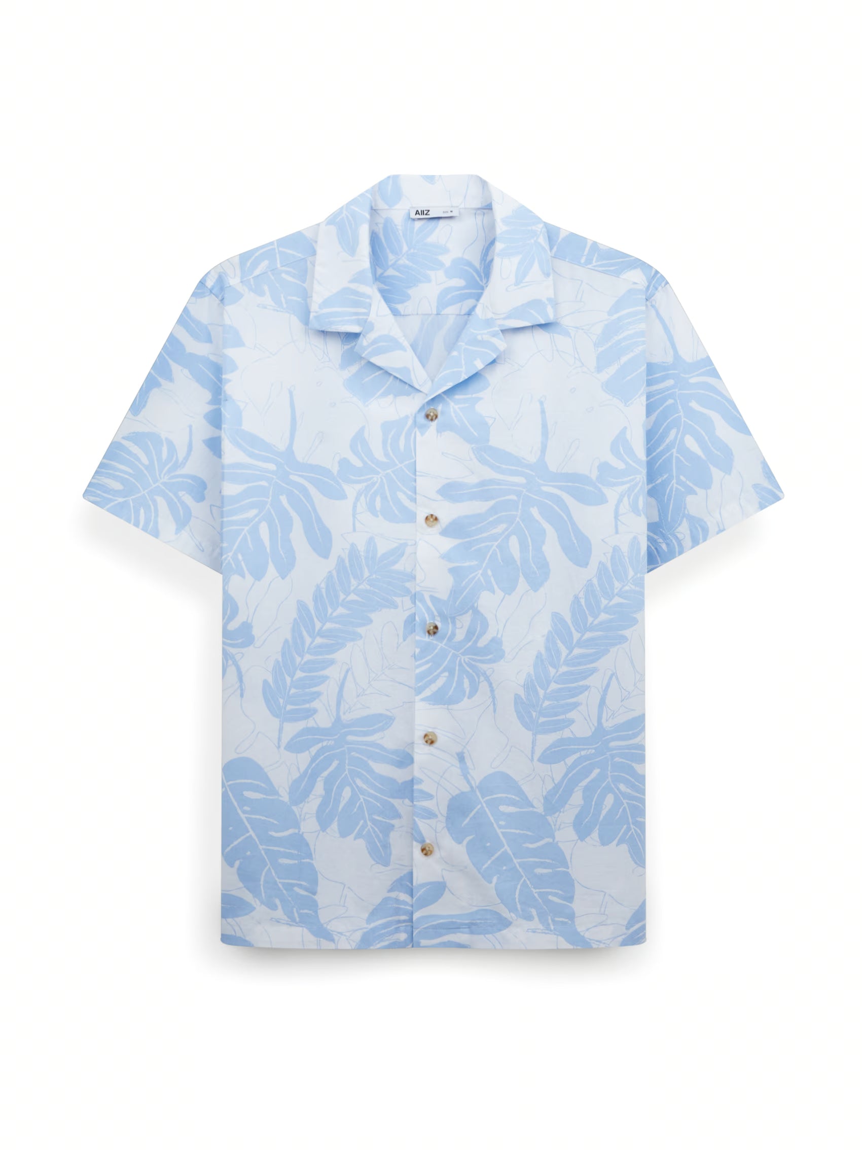 AIIZ Men's Graphic Printed Camp Collar Shirt (Blue / S)