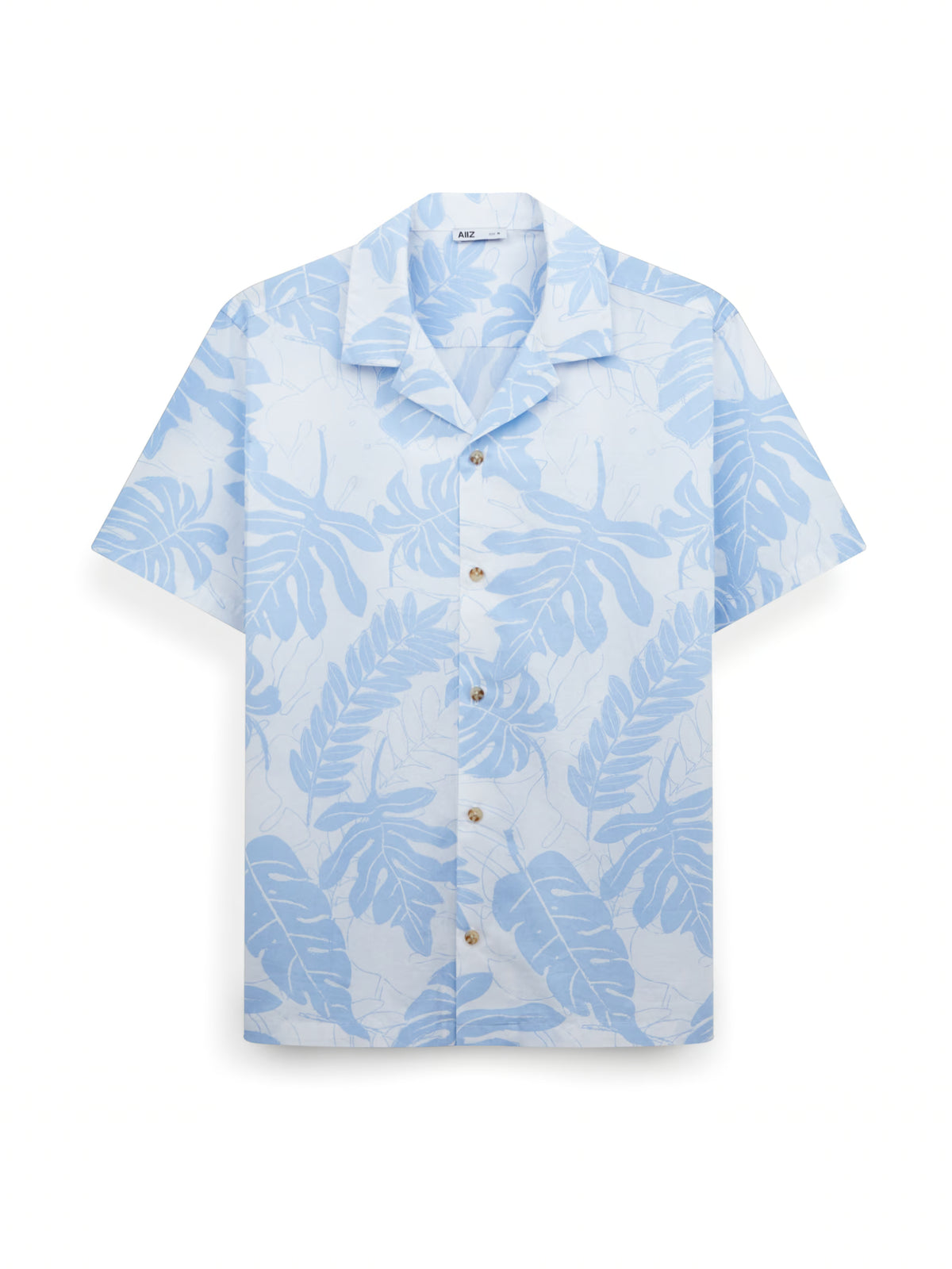 AIIZ Men's Graphic Printed Camp Collar Shirt (Blue / S)