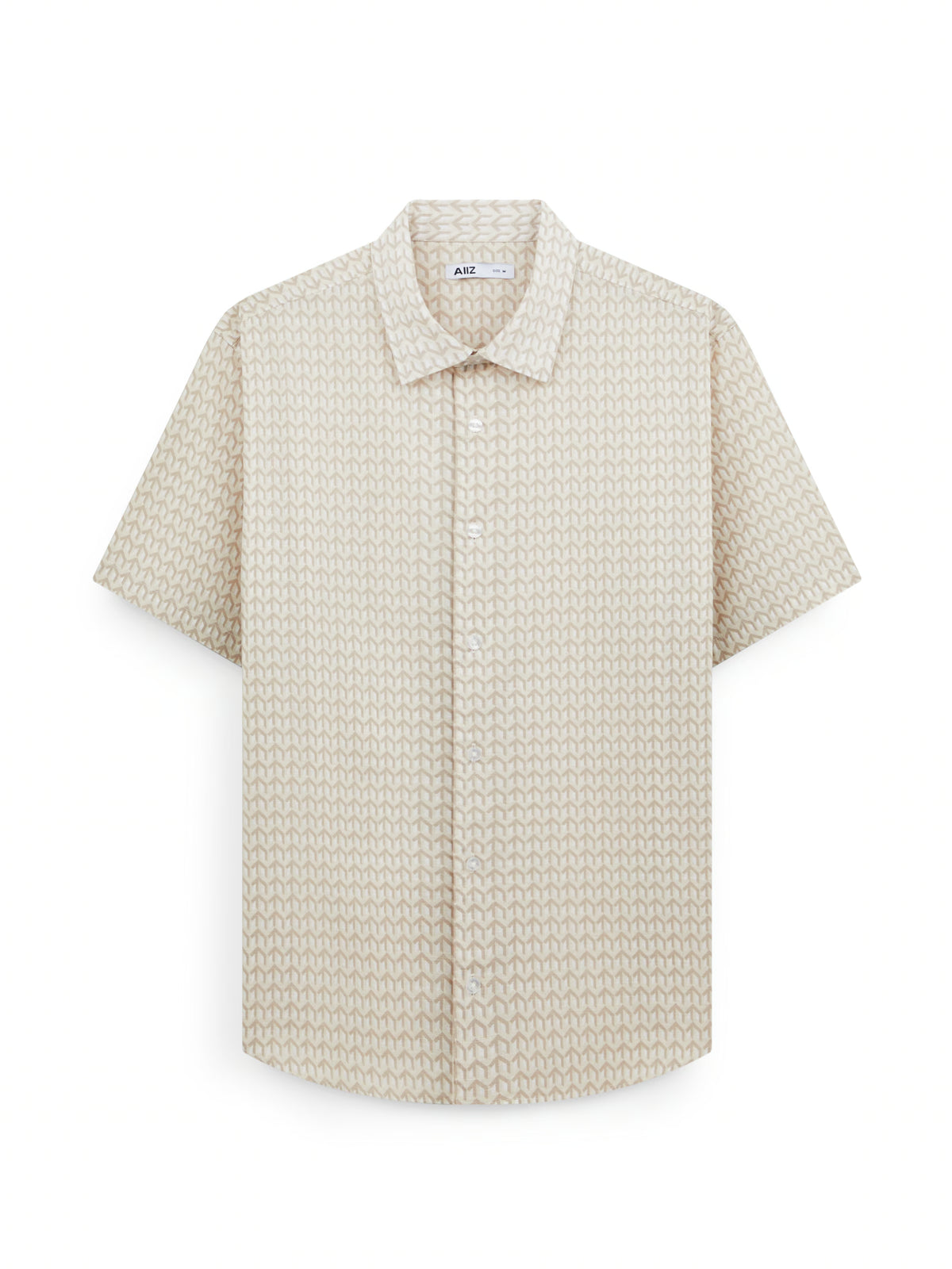 AIIZ Men's Graphic Printed Short Sleeve Shirt (LT Khaki / S)