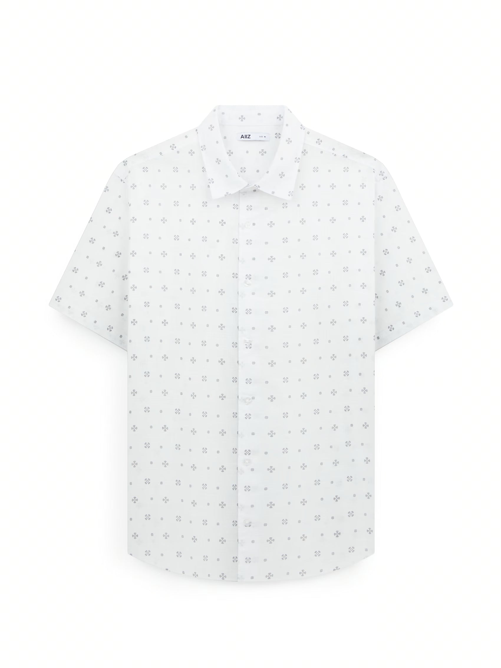 AIIZ Men's Graphic Printed Short Sleeve Shirt (White / S)