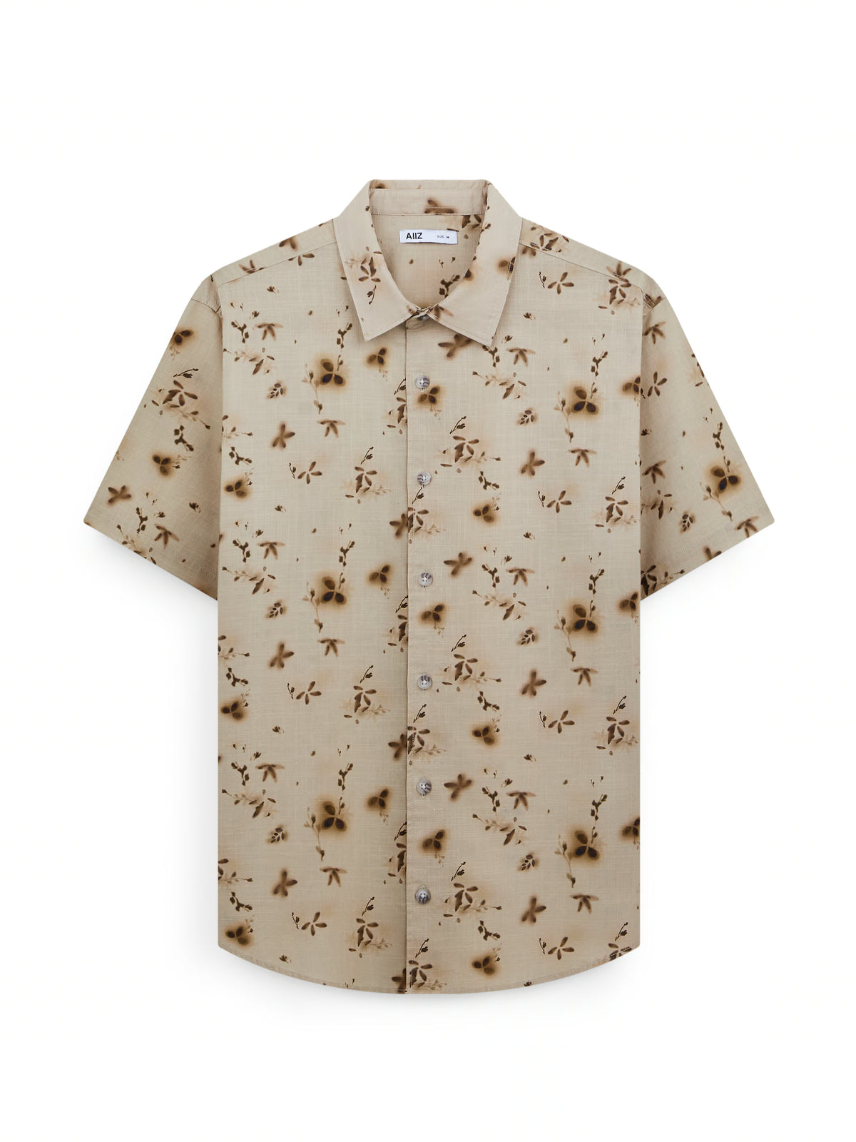AIIZ Men's Graphic Printed Short Sleeve Shirt (Brown / S)