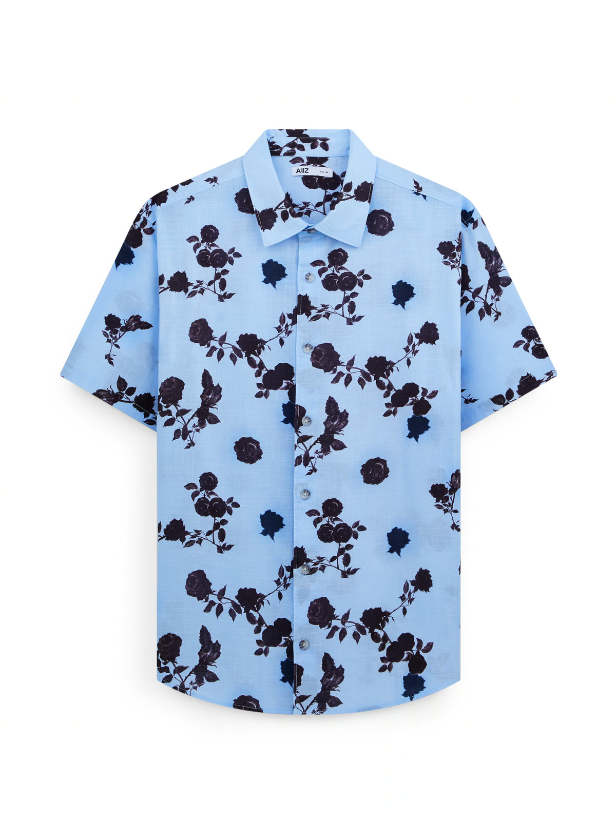 AIIZ Men's Graphic Printed Short Sleeve Shirt (Blue / S)