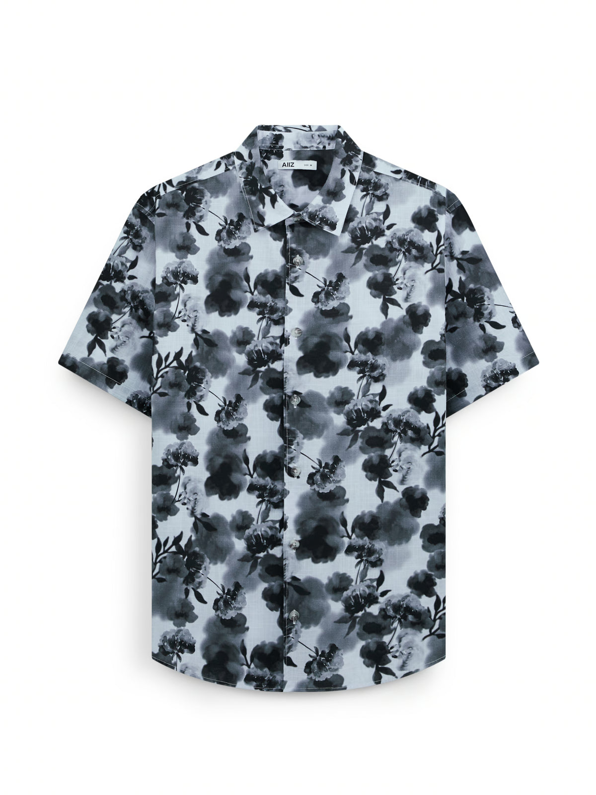 AIIZ Men's Graphic Printed Short Sleeve Shirt (Grey / S)