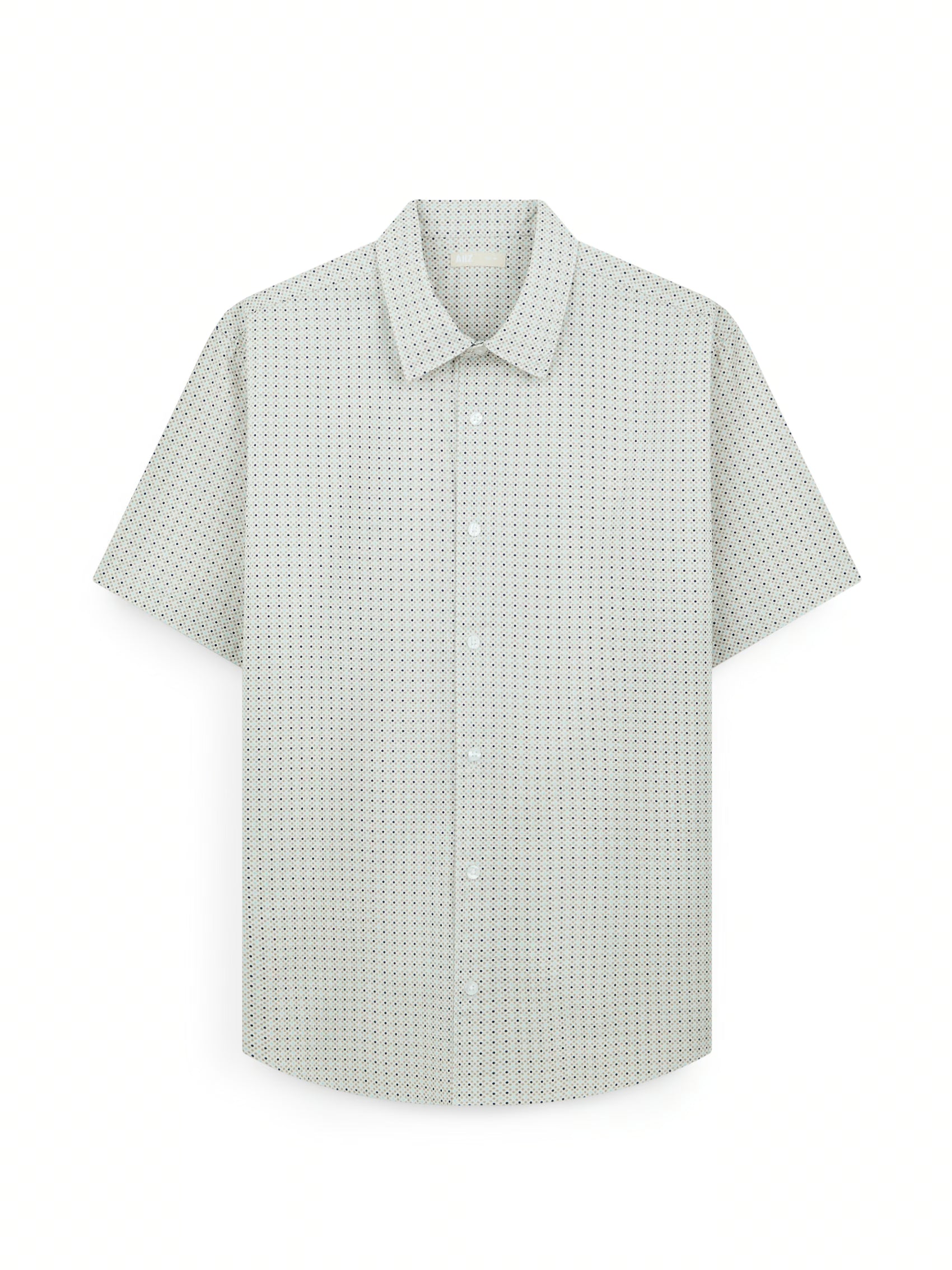 AIIZ Men's Graphic Printed Short Sleeve Shirt (Beige / S)