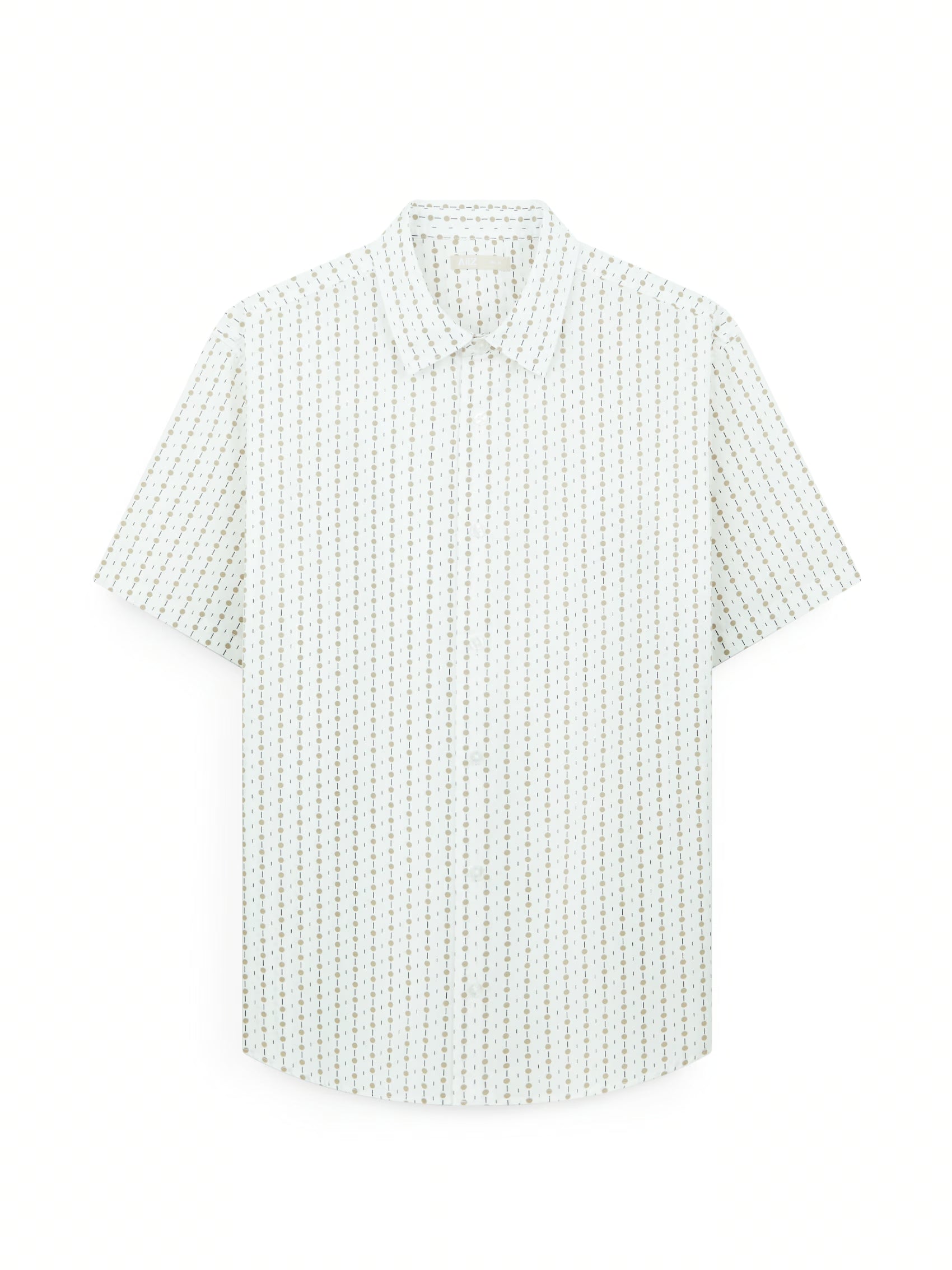 AIIZ Men's Graphic Printed Short Sleeve Shirt (Cream / S)