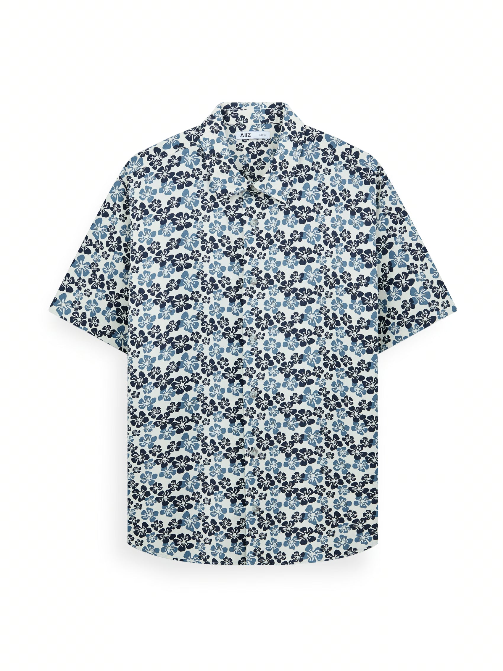 AIIZ Men's Graphic Printed Short Sleeve Shirt (Navy / S)