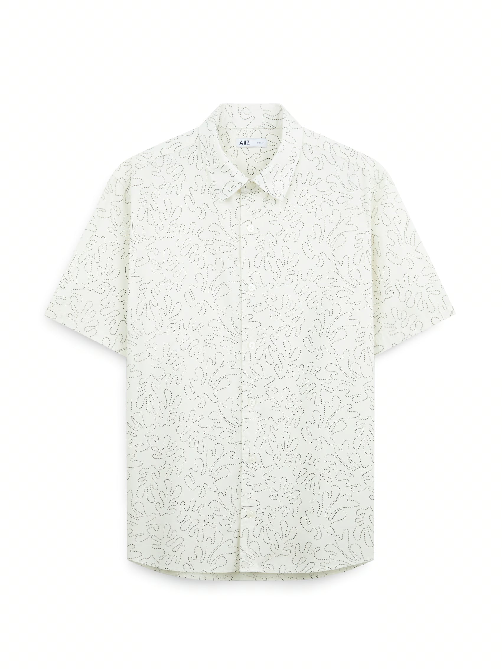 AIIZ Men's Graphic Printed Short Sleeve Shirt (Cream / S)