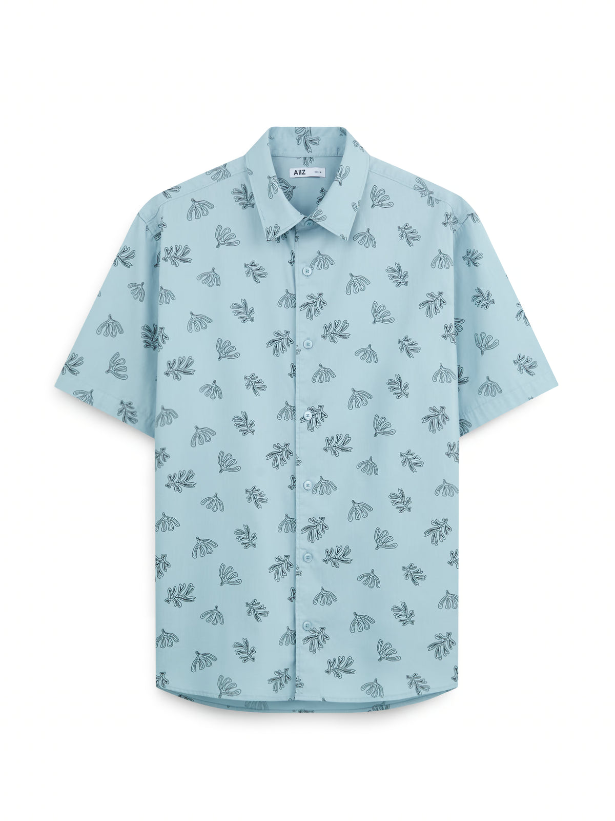 AIIZ Men's Graphic Printed Short Sleeve Shirt (Grey / S)