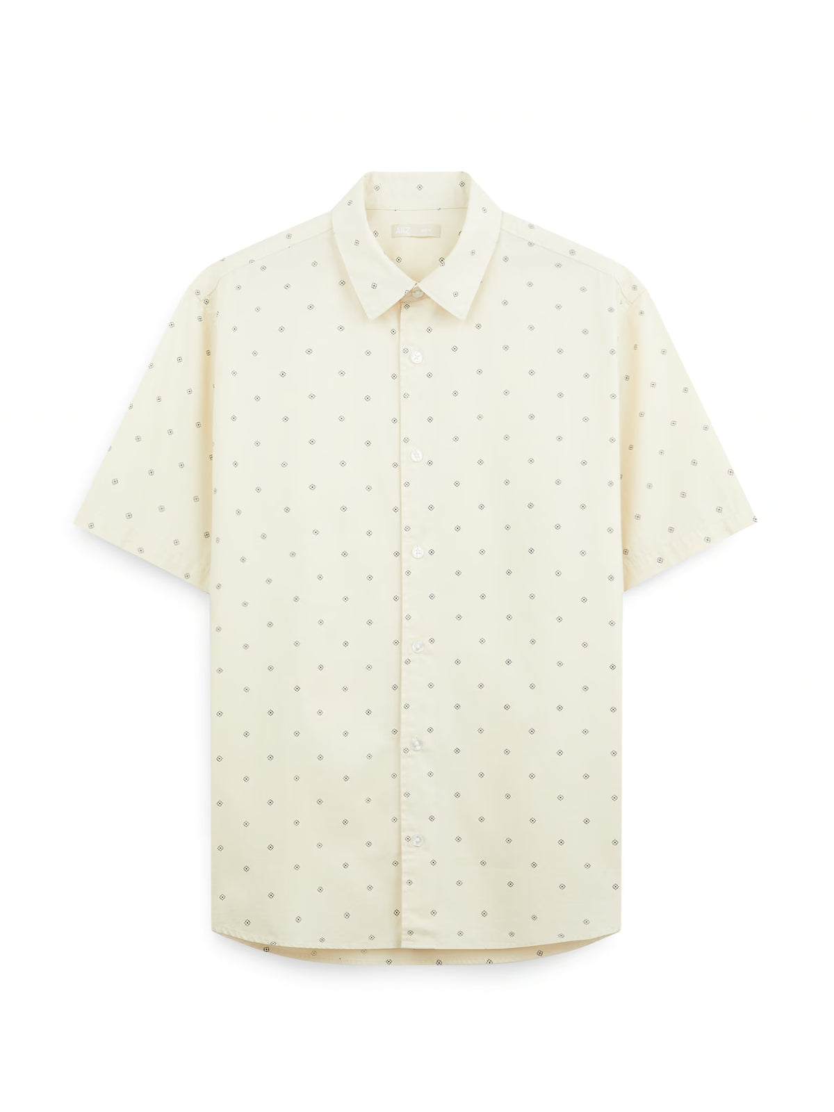 AIIZ Men's Graphic Printed Short Sleeve Shirt (Beige / S)