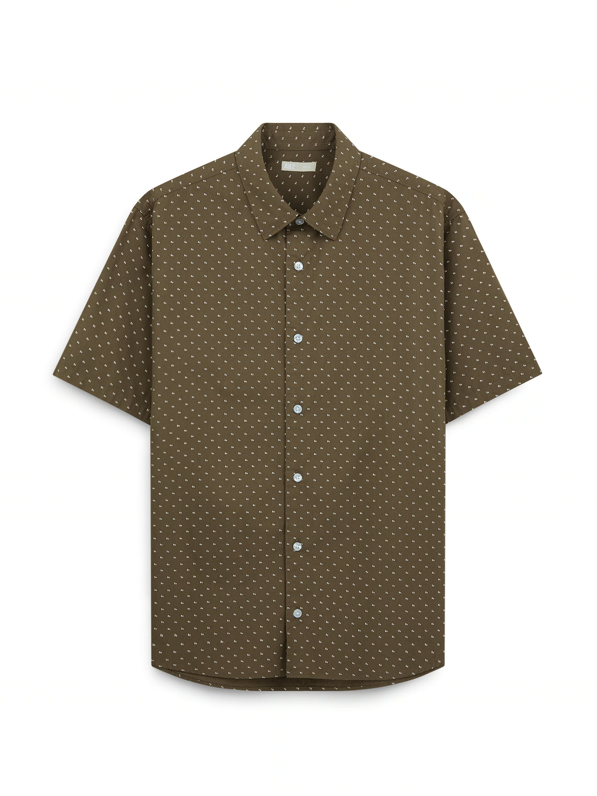 AIIZ Men's Graphic Printed Short Sleeve Shirt (Dark Brown / S)