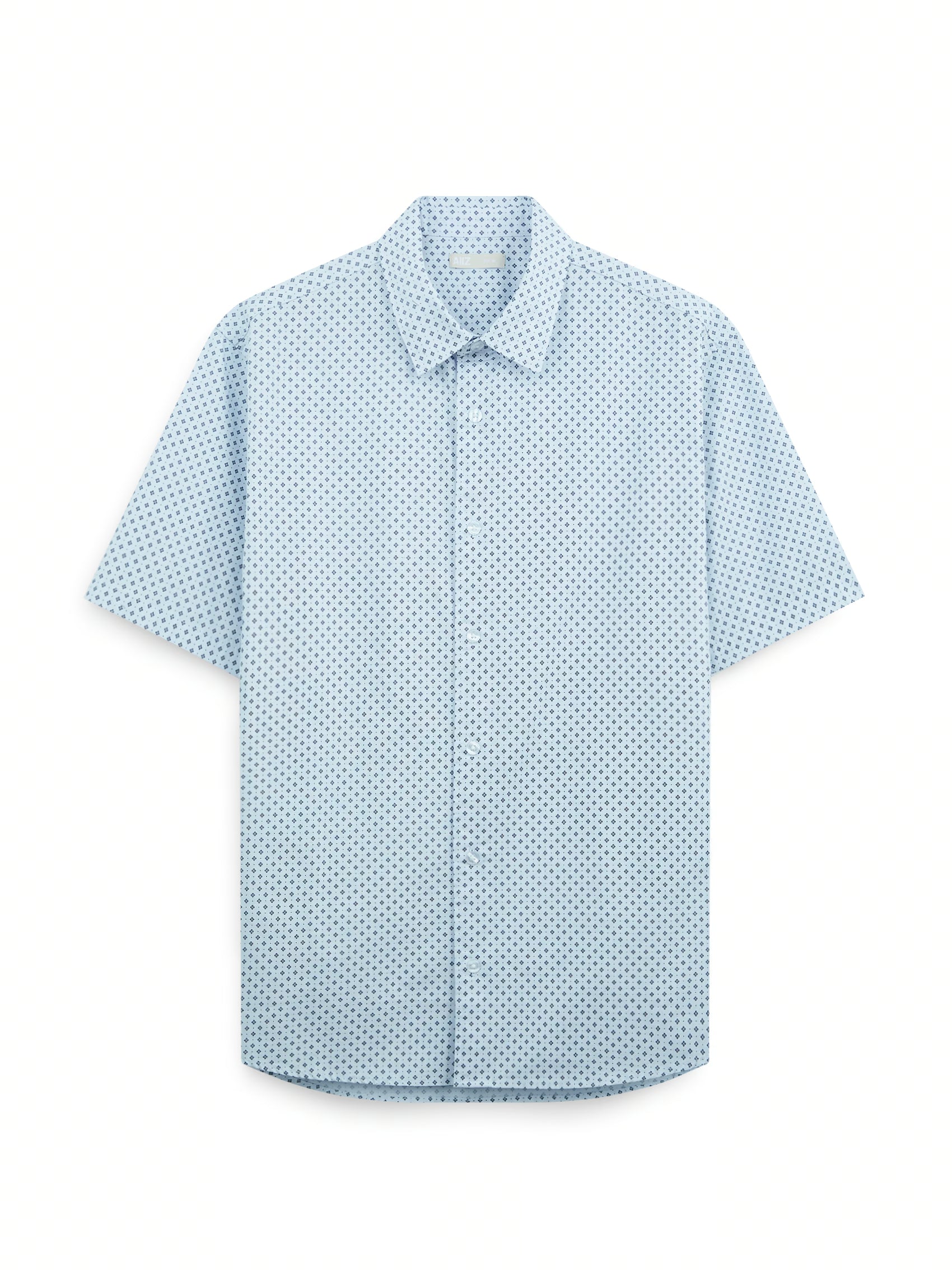 AIIZ Men's Graphic Printed Short Sleeve Shirt (Light Blue / S)