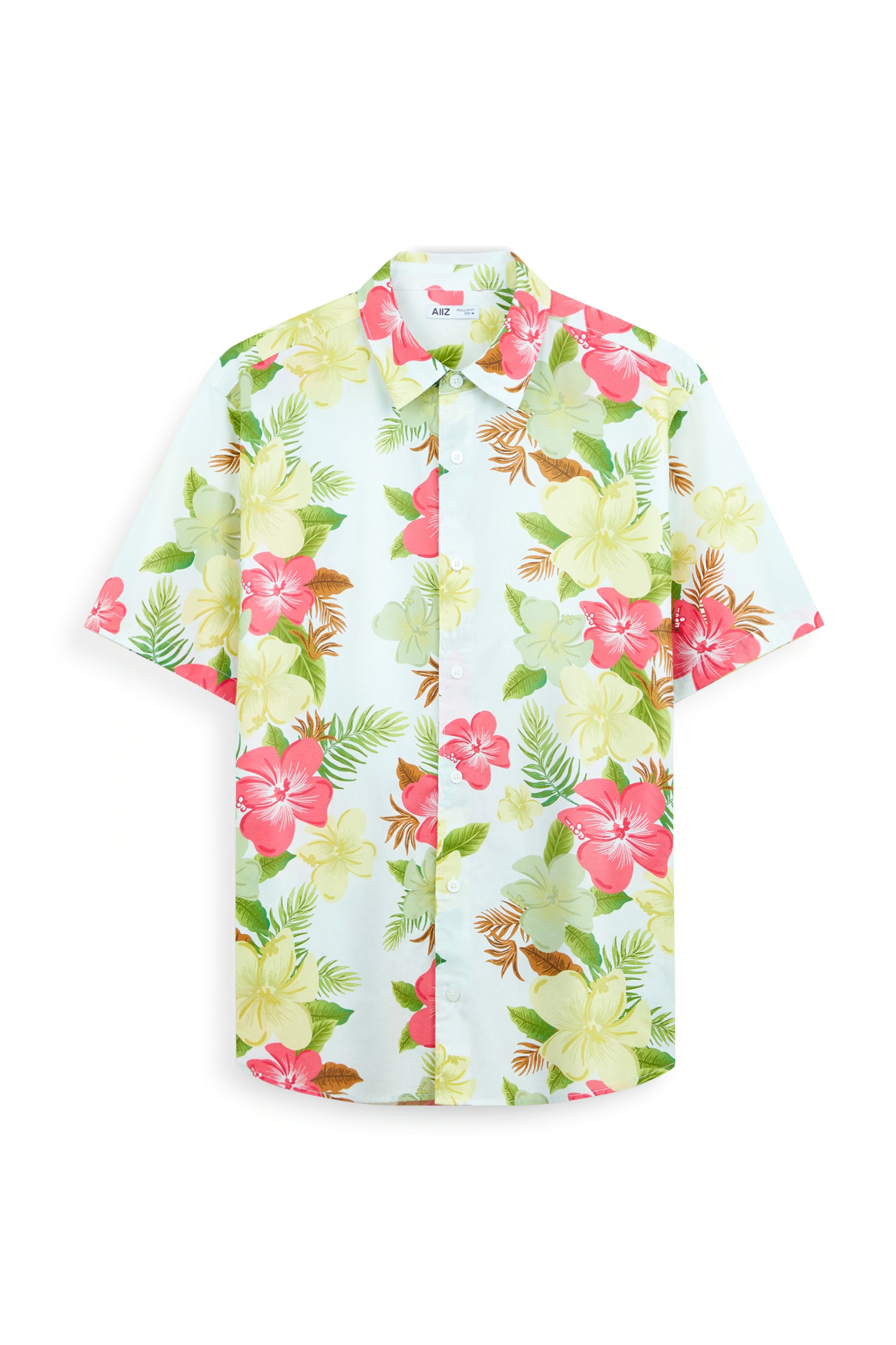 AIIZ Men’s Songkran Floral Short Sleeve Shirt–100% Cotton
