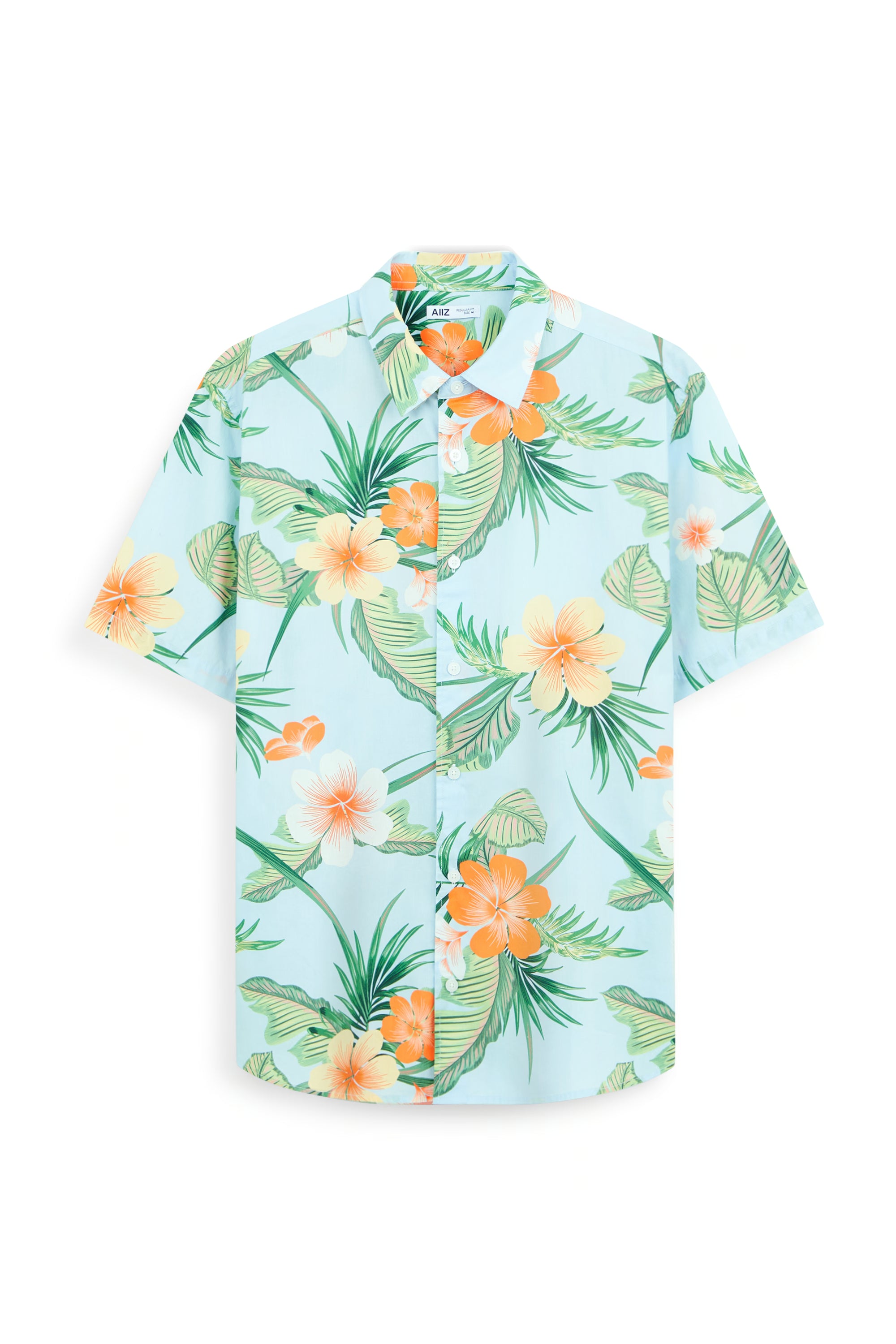 AIIZ Men’s Songkran Floral Short Sleeve Shirt–100% Cotton