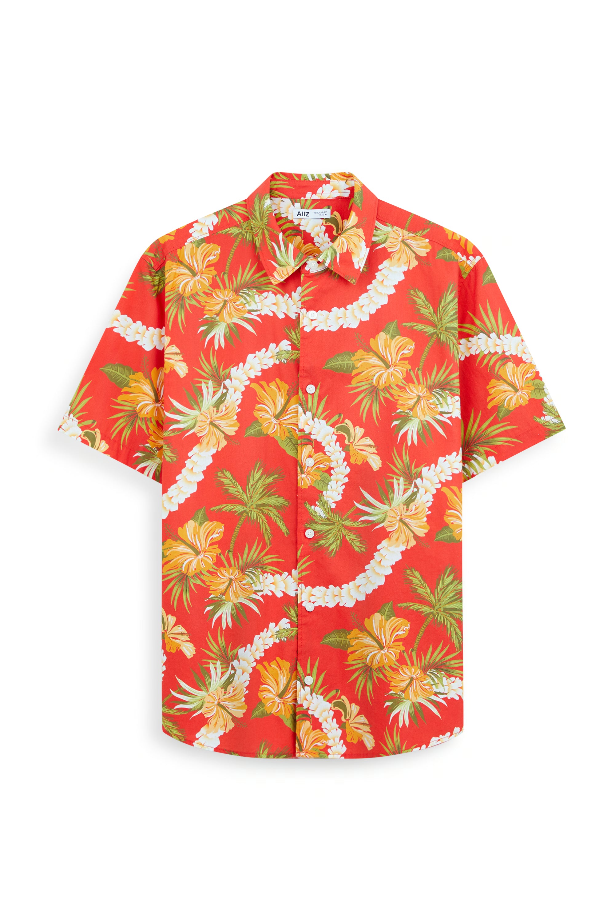 AIIZ Men’s Songkran Floral Short Sleeve Shirt–100% Cotton