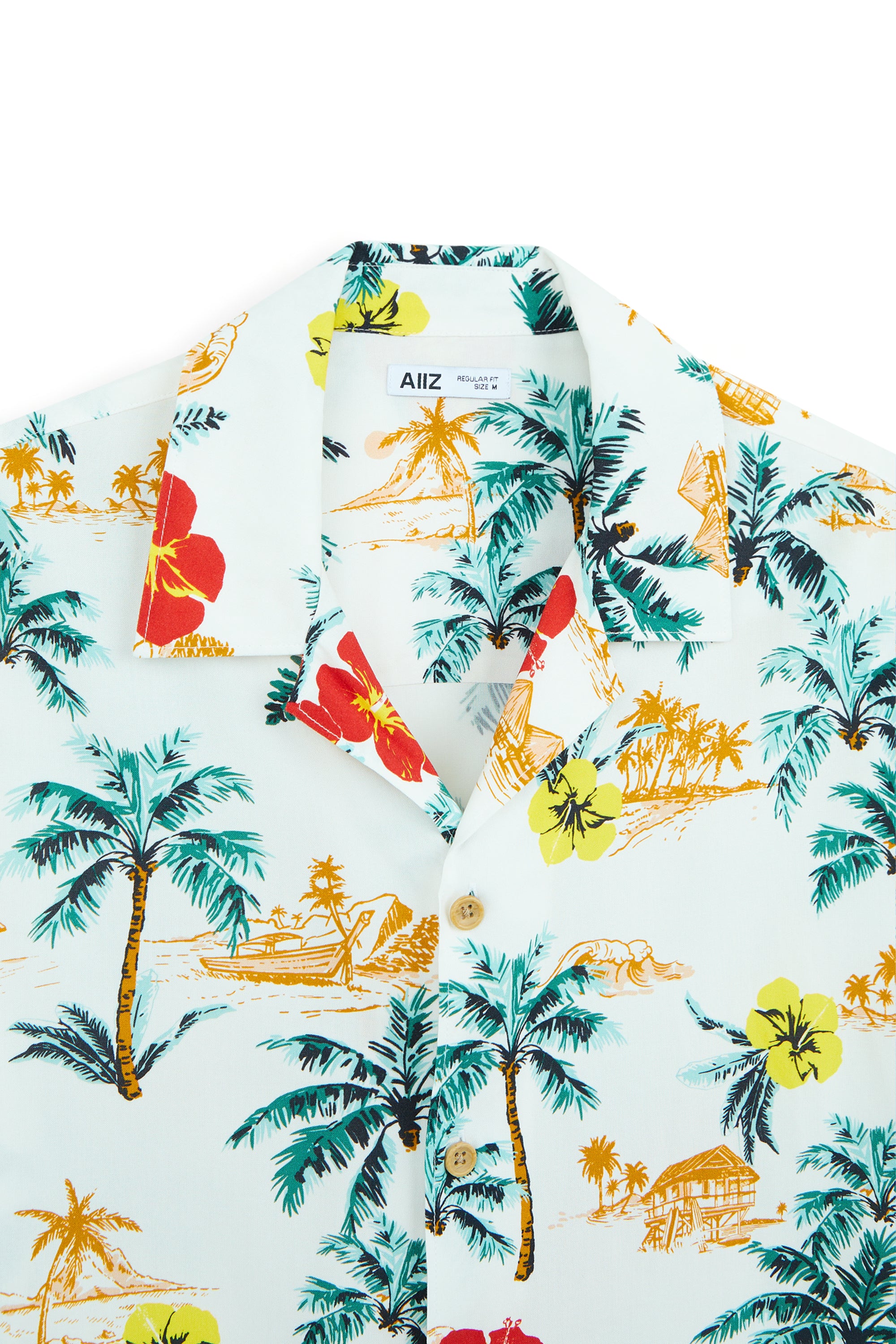 AIIZ Men’s Hawaiian Summer Print Short-Sleeve Shirt – 100%