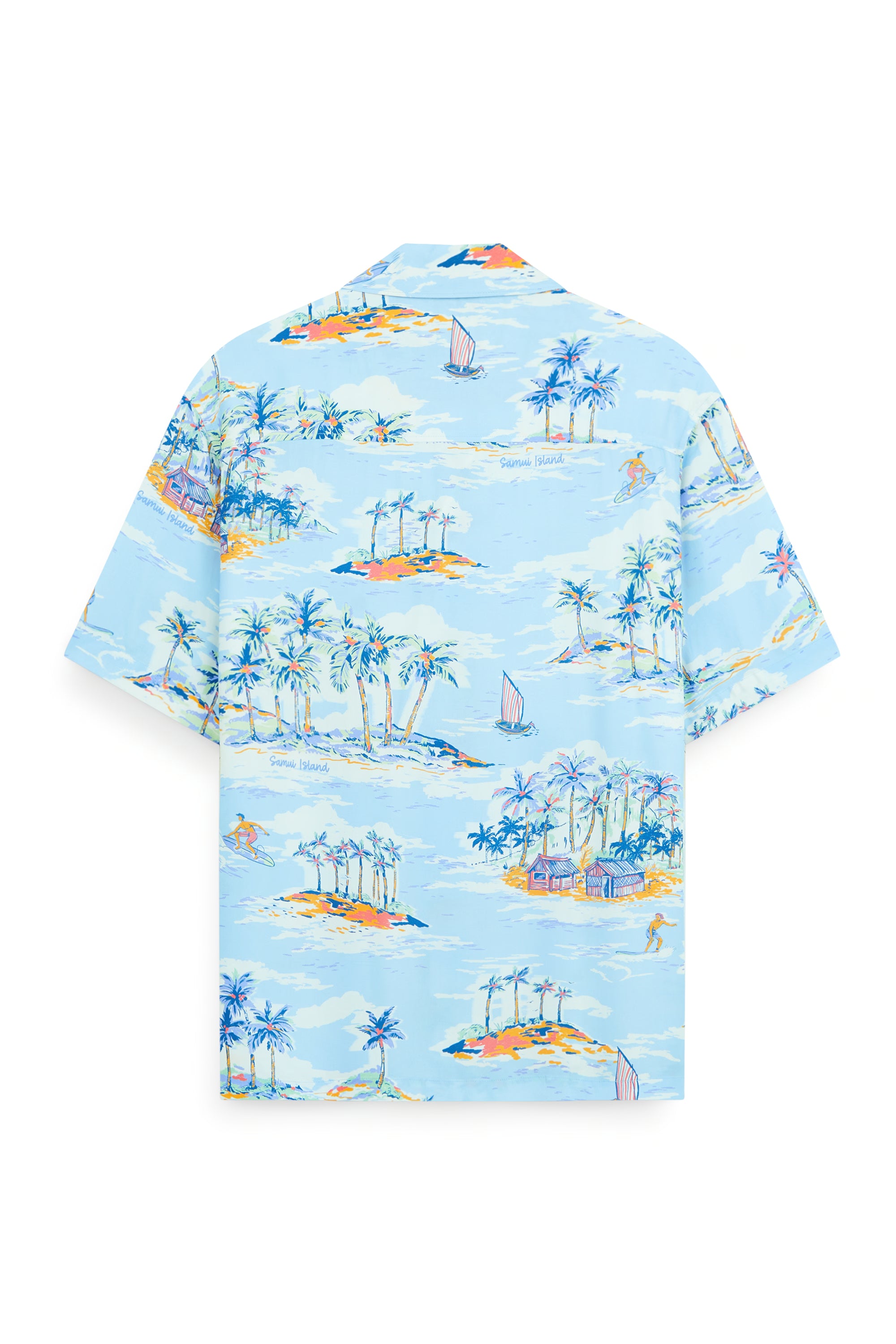AIIZ Men’s Hawaiian Summer Print Short-Sleeve Shirt – 100%