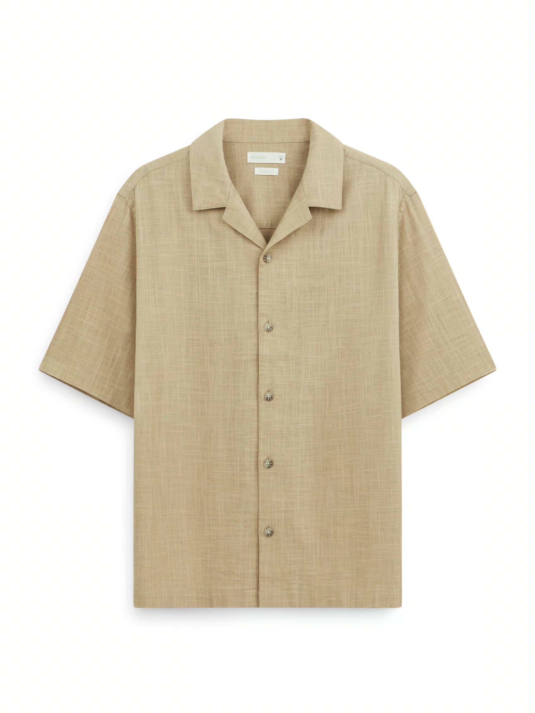 AIIZ Men's Printed Camp Collar Shirt (Brown / S)