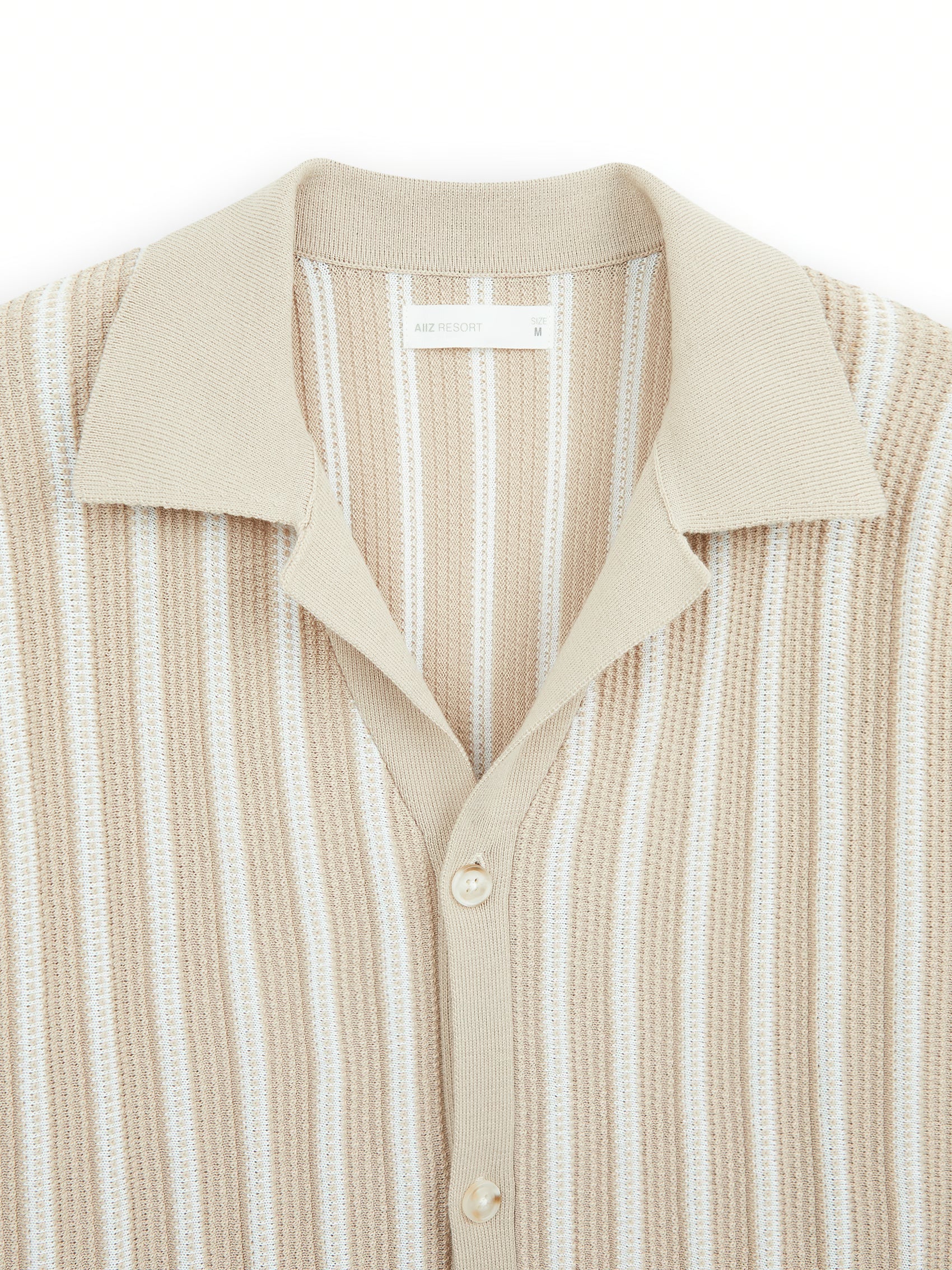 AIIZ Men's Stripe Knitted Short Sleeve Shirt