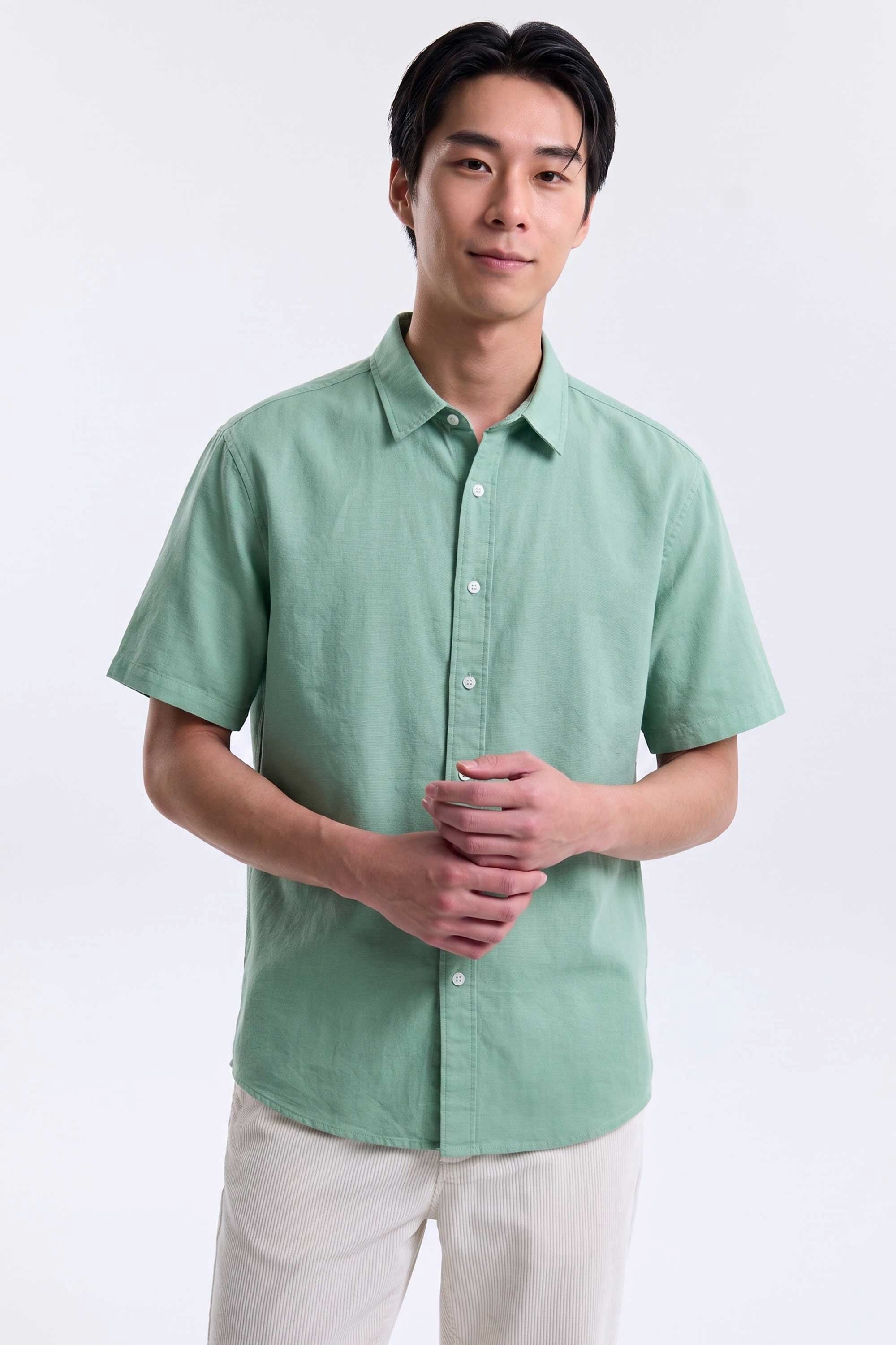 AIIZ Men's Relaxed Short Sleeve Shirt (Green / S)