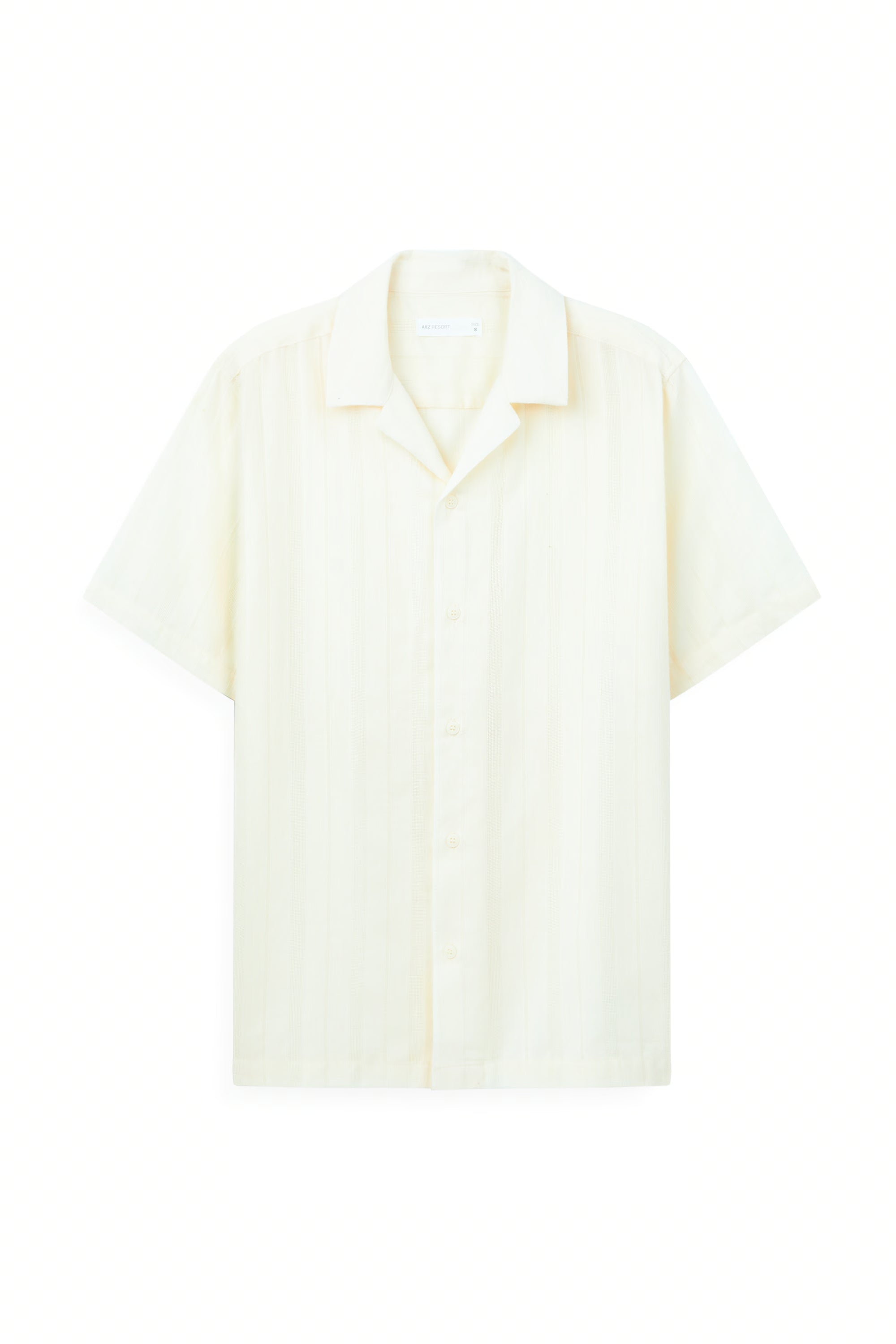AIIZ Men's Stripe Short Sleeve Shirt (Cream / S)