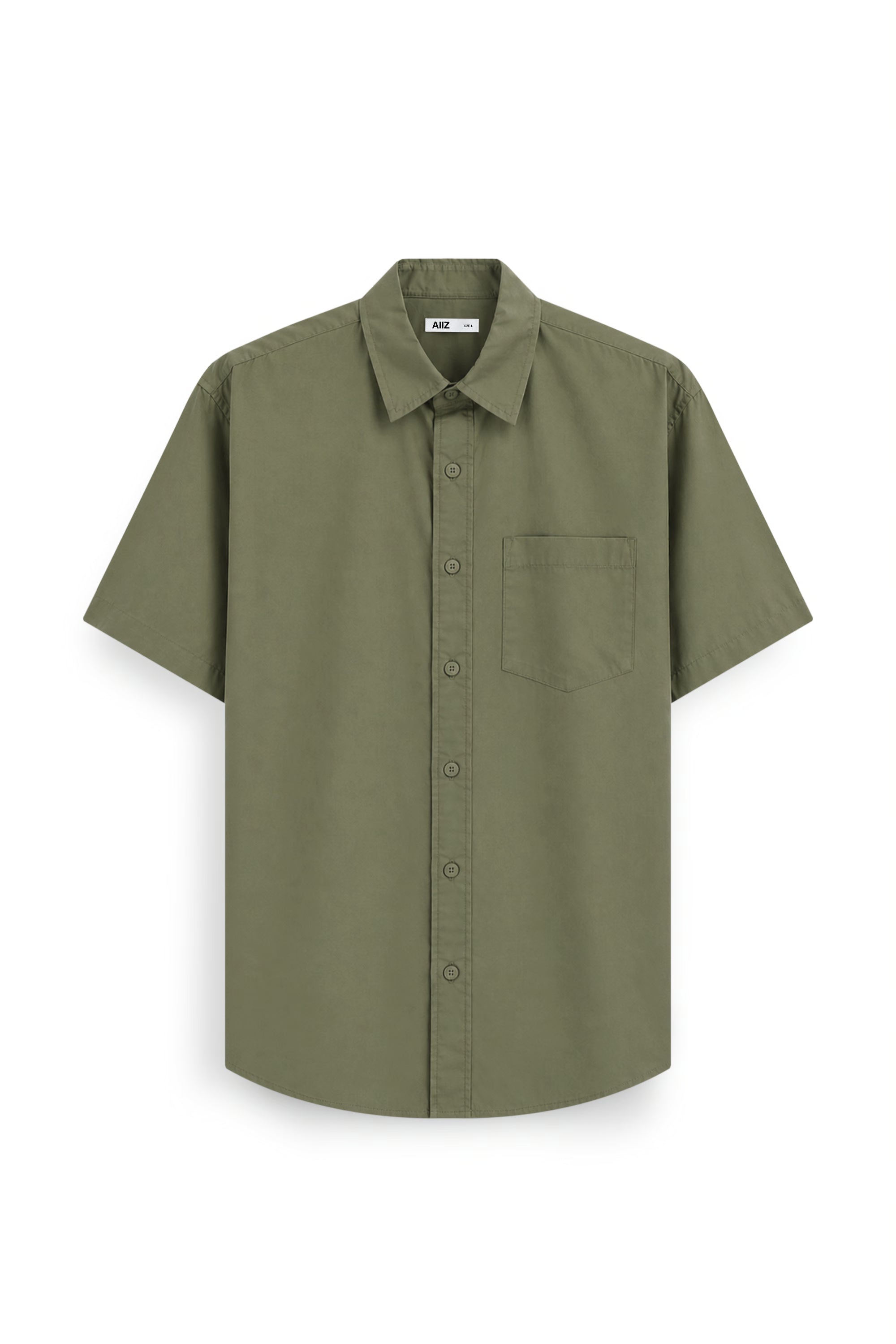 Men's Washed Work Short Sleeve Shirt (Olive / S)