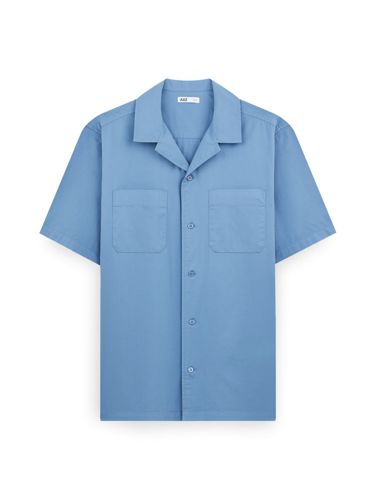 AIIZ Men's Pocket Camp Collar Shorts Sleeve Shirt