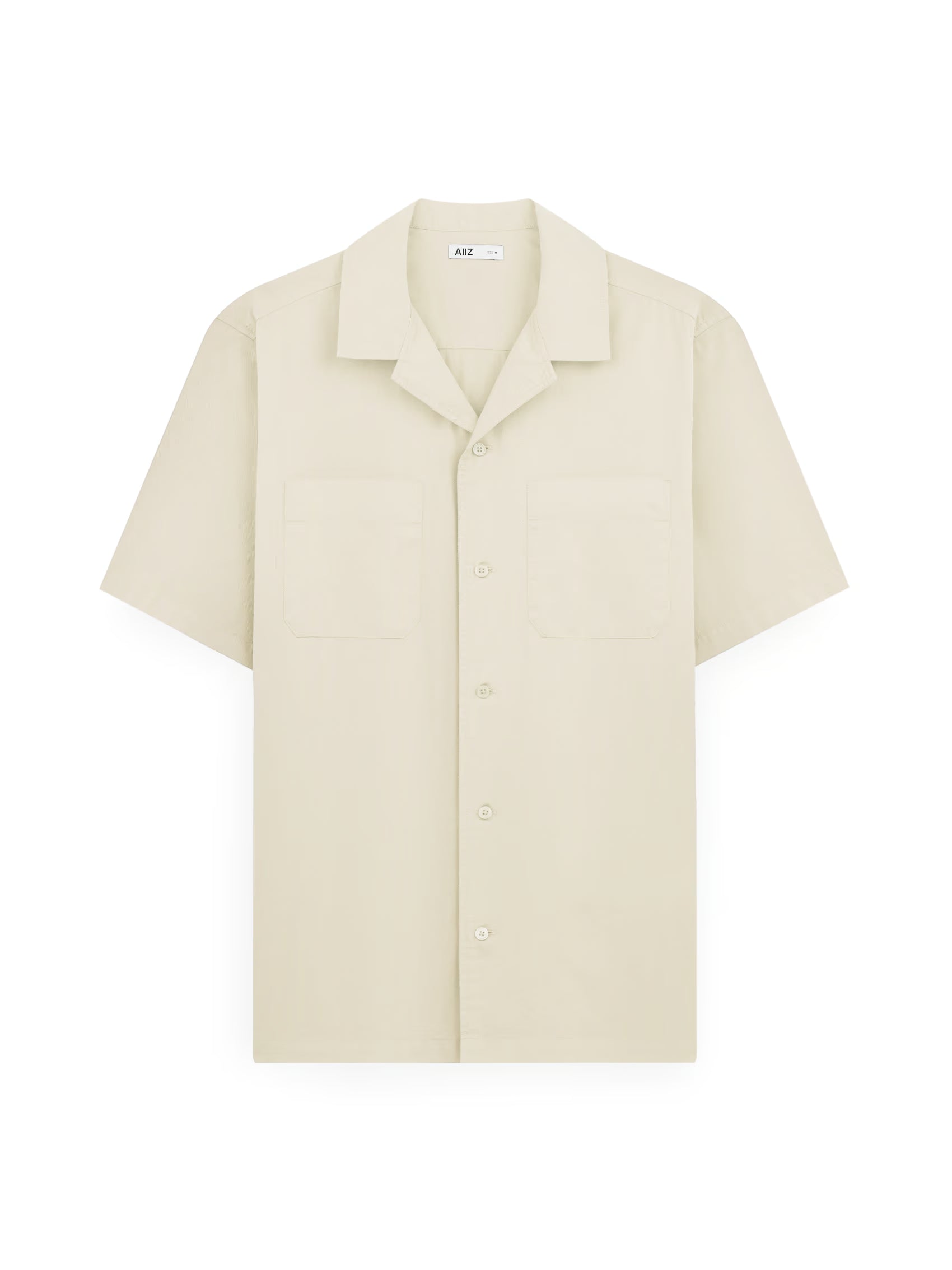 AIIZ Men's Pocket Camp Collar Shorts Sleeve Shirt (Khaki / S)