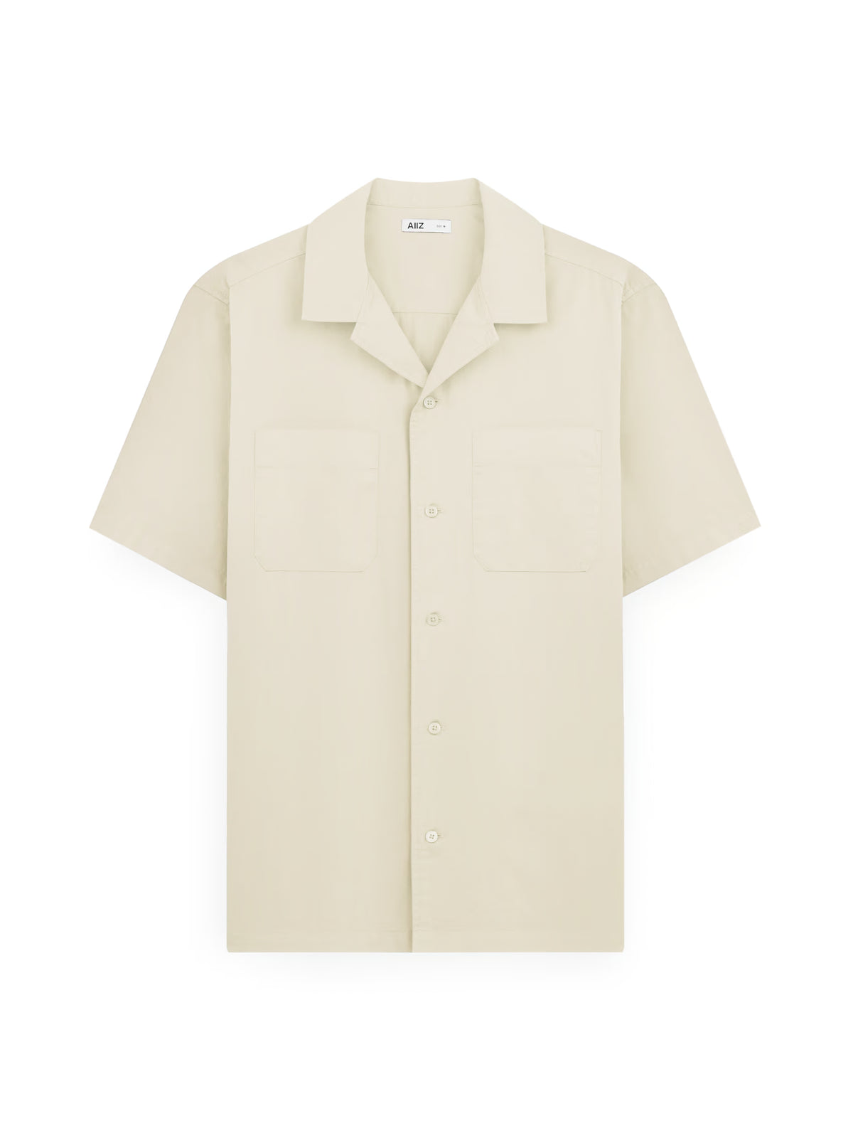 AIIZ Men's Pocket Camp Collar Shorts Sleeve Shirt (Khaki / S)