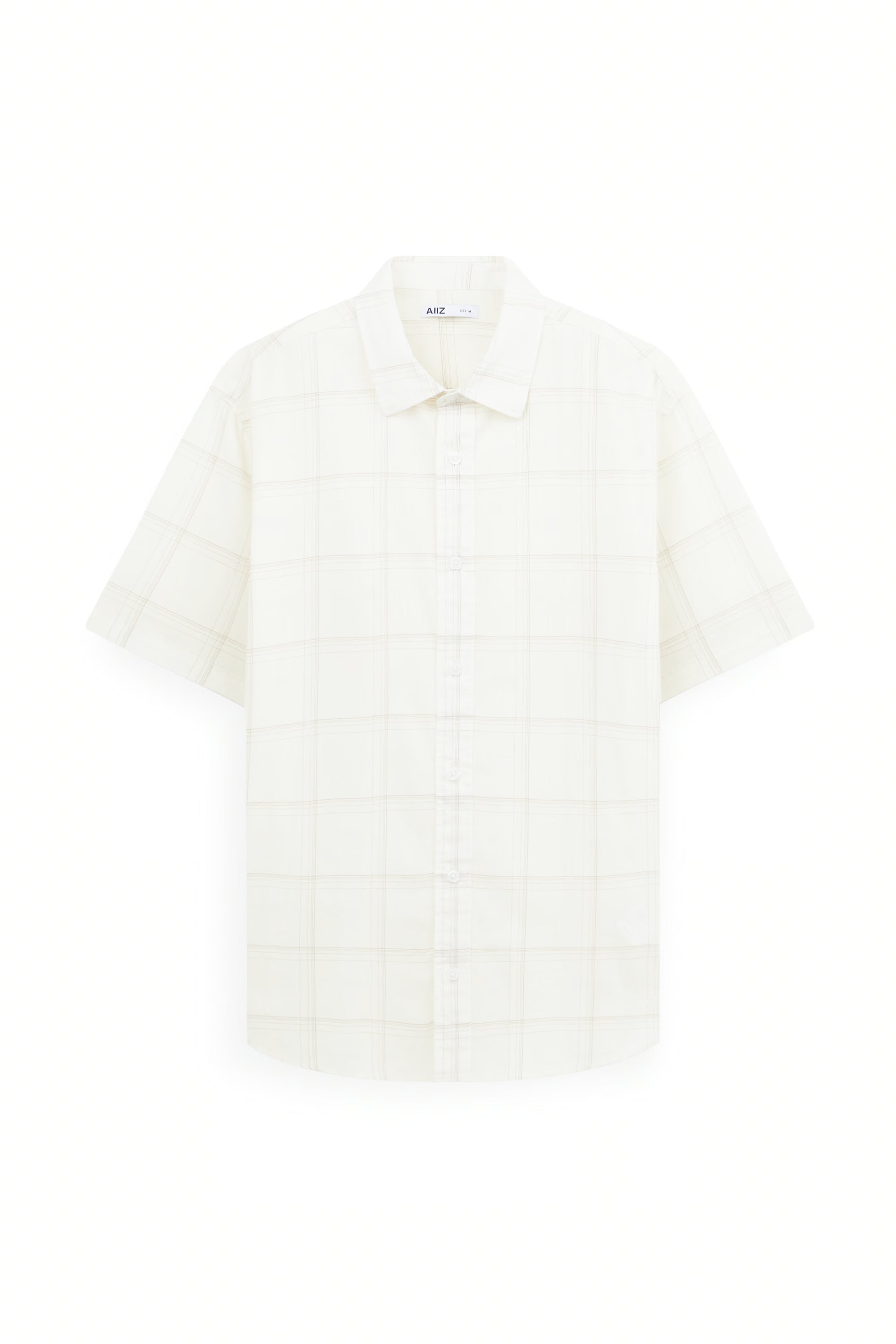 AIIZ Men's Check Short Sleeve Shirt (Cream / S)