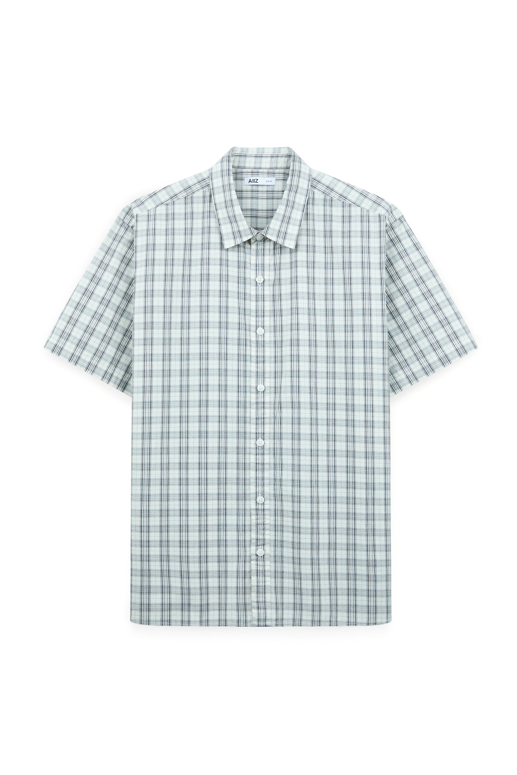 AIIZ Men's Check Short Sleeve Shirt (Beige / S)