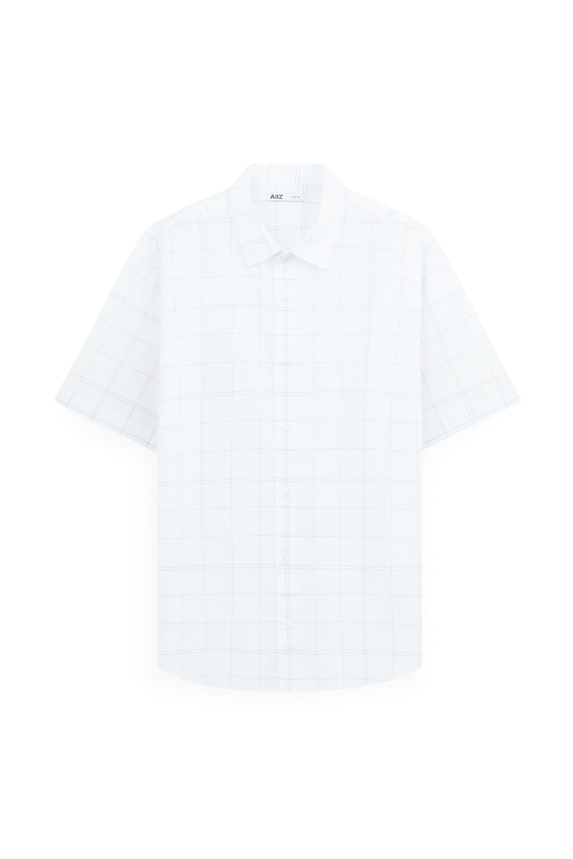 AIIZ Men's Check Short Sleeve Shirt (White / S)
