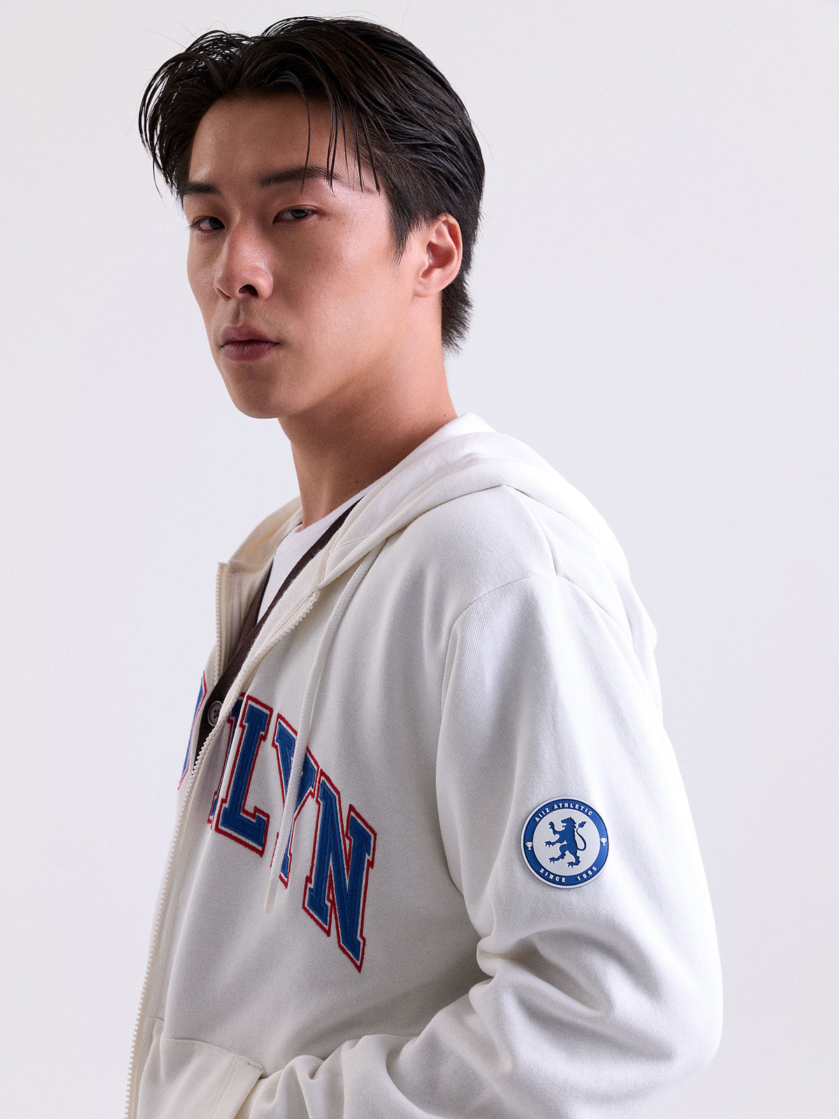 AIIZ Men’s Varsity Graphic Zipper Hoodie