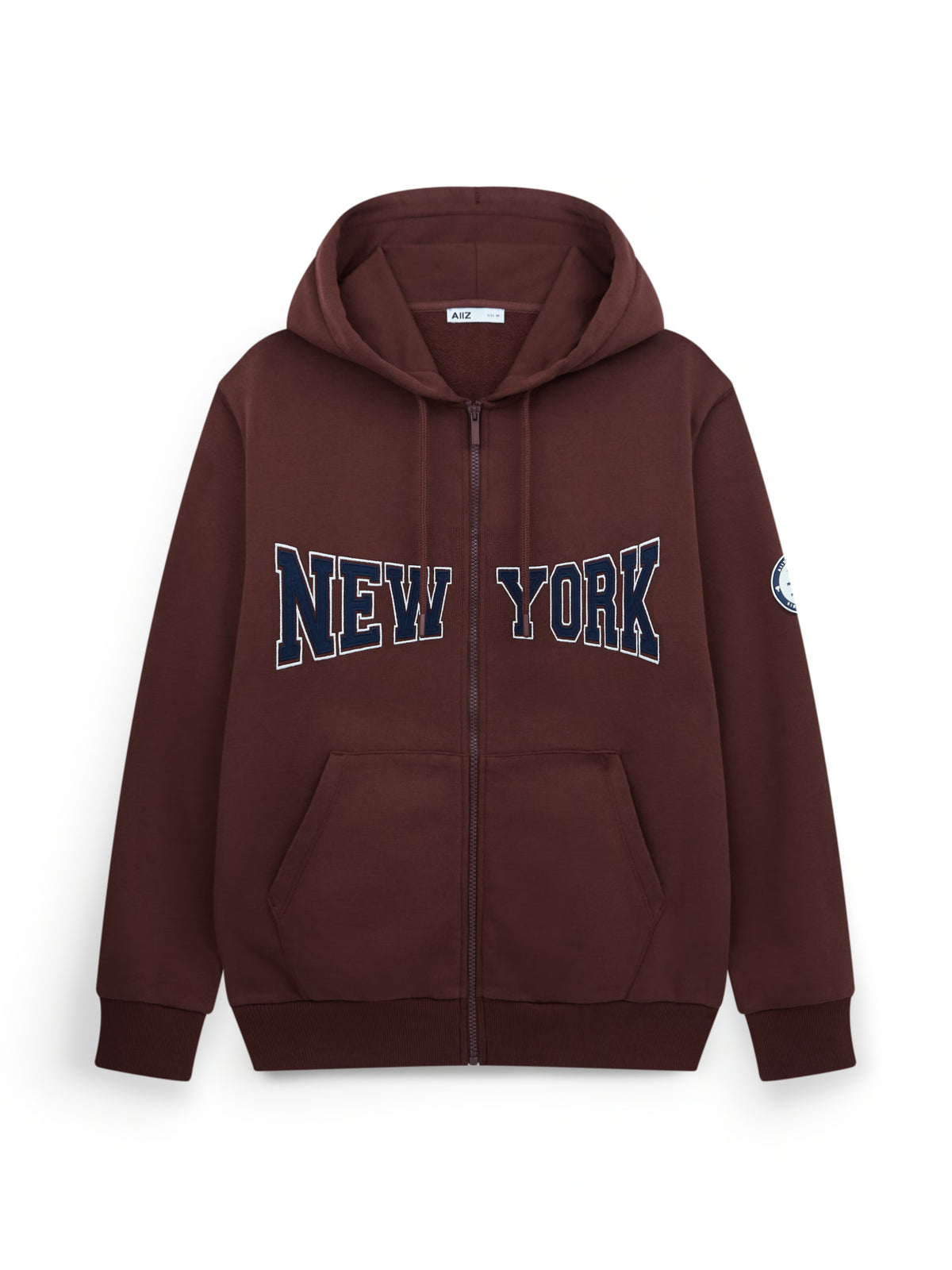 AIIZ Men’s Varsity Graphic Zipper Hoodie (Maroon / S)