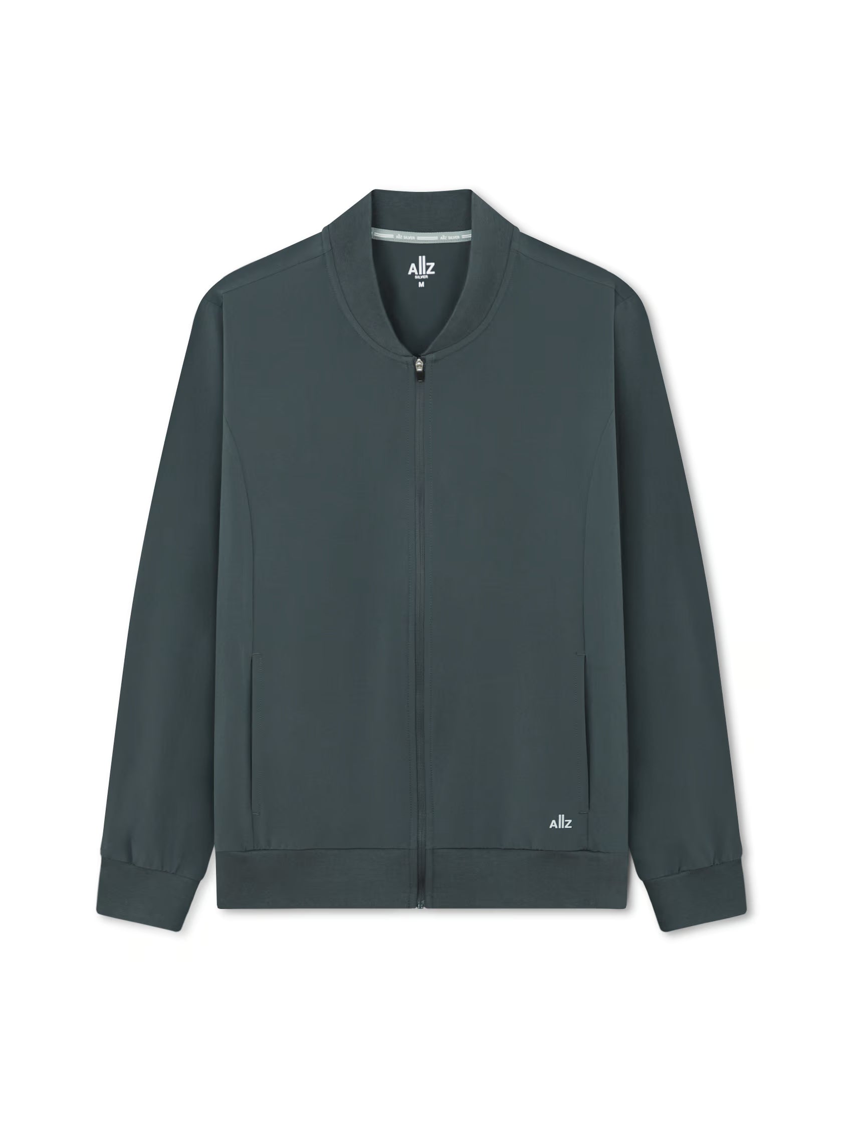 AIIZ Men's Quick Dry Stretch Active Bomber Jacket (Dark Grey / S)