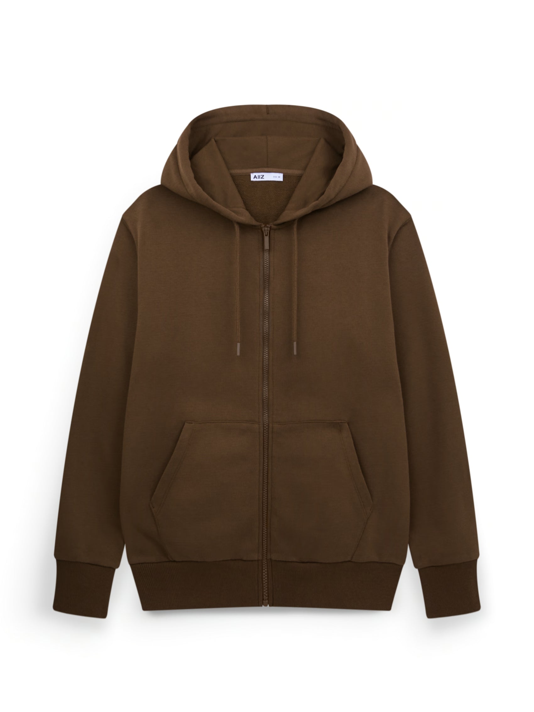 AIIZ Men’s Zipper Hoodie (Dark Brown / S)